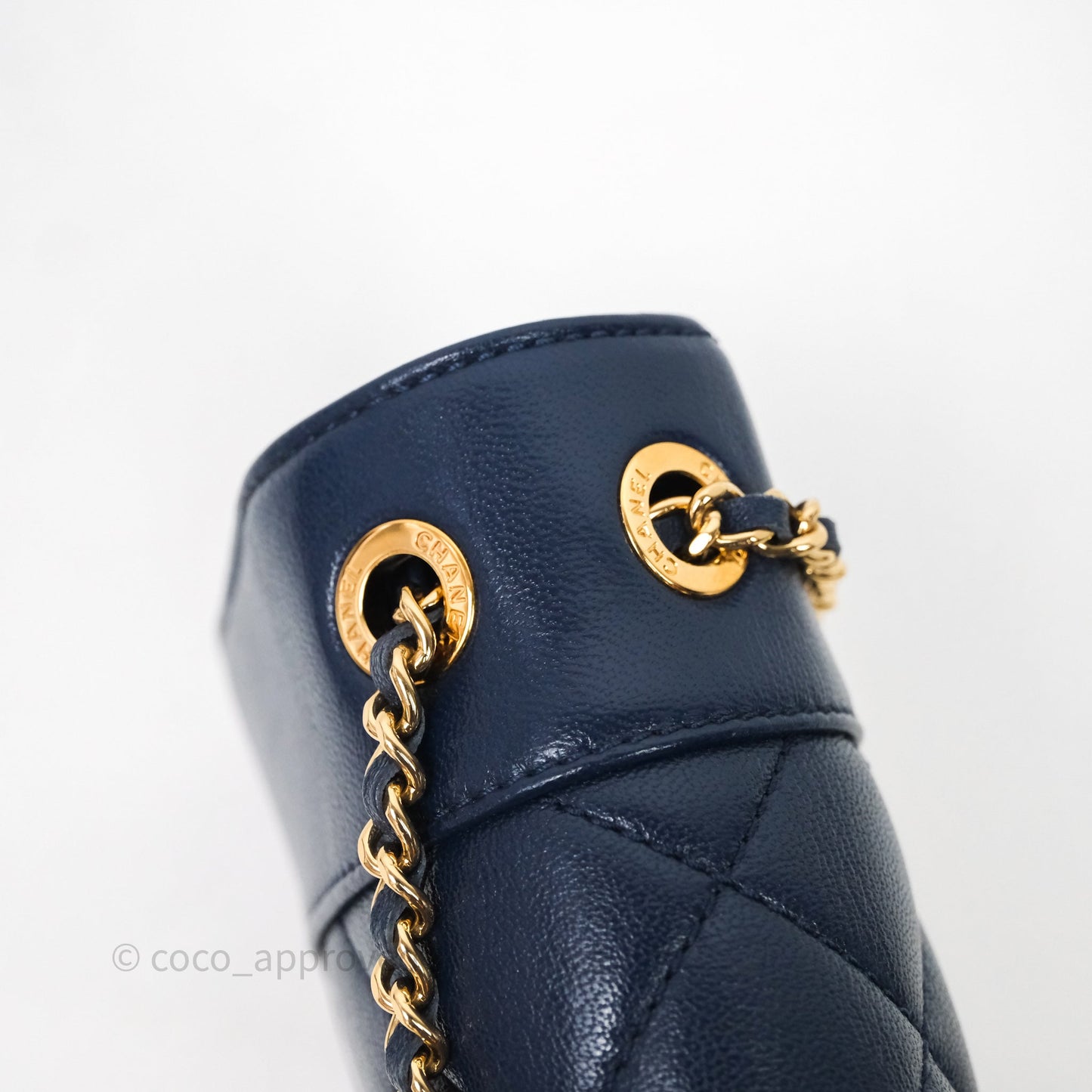 Chanel Mademoiselle Vintage Flap Bag Navy Sheepskin Gold Hardware