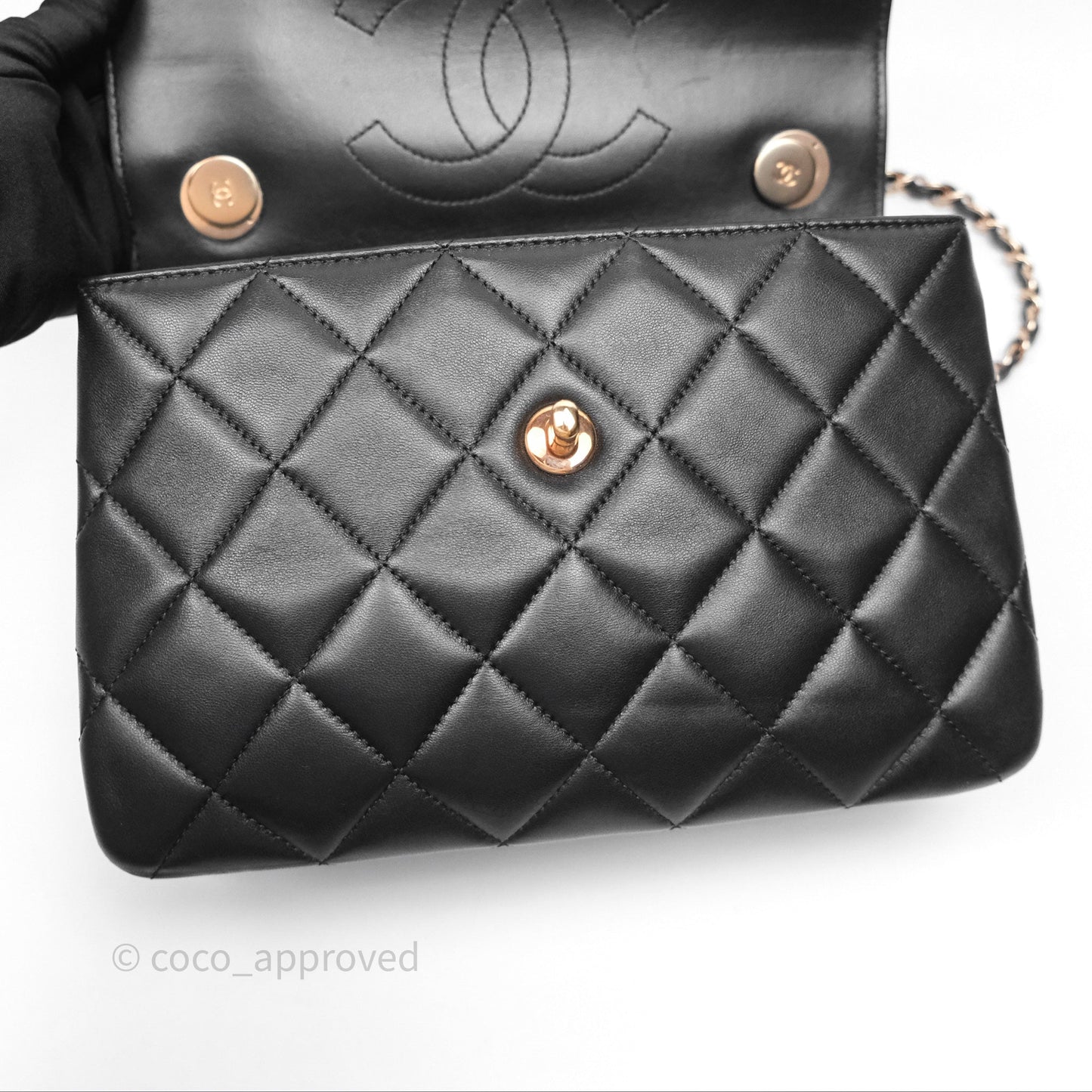 Chanel Trendy CC Small Black Lambskin Rose Gold Hardware