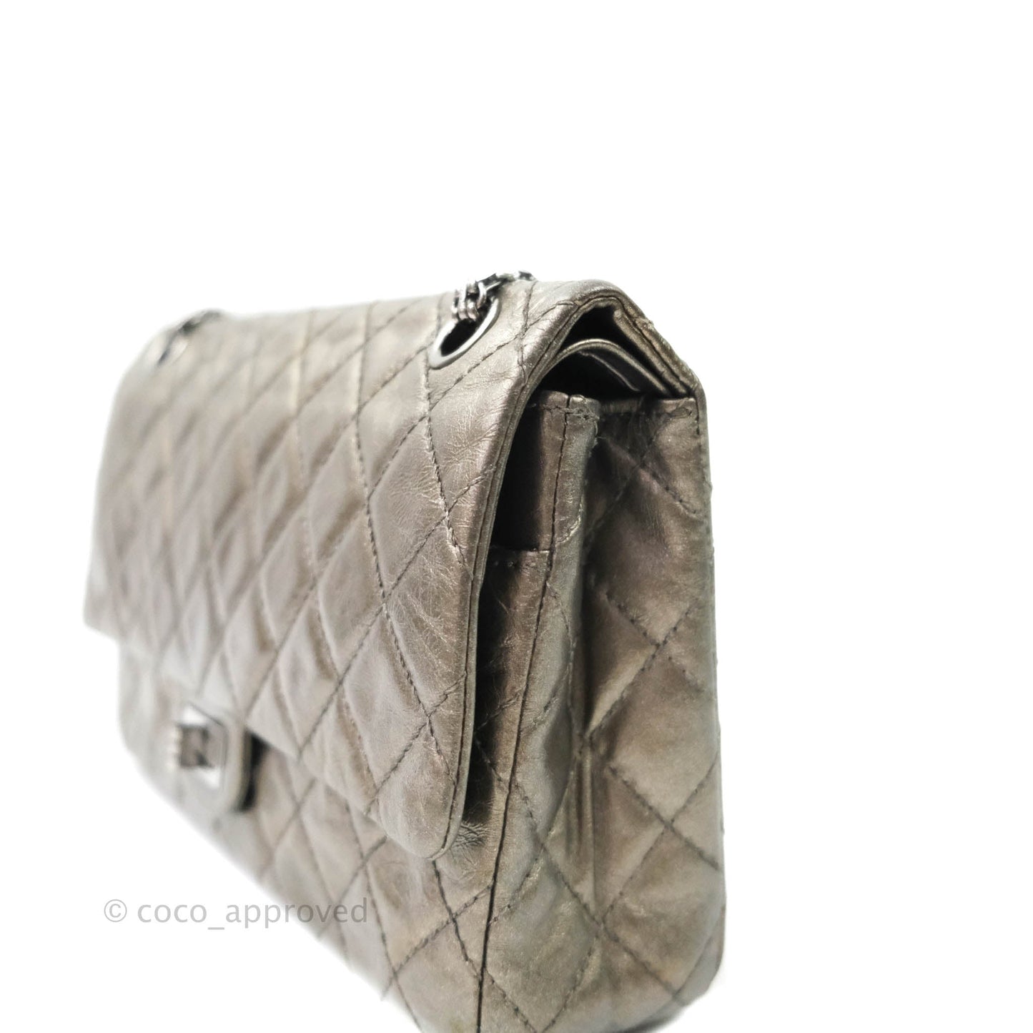 Chanel Quilted Reissue 226 Metallic Aged Calfskin Gun Metal Hardware