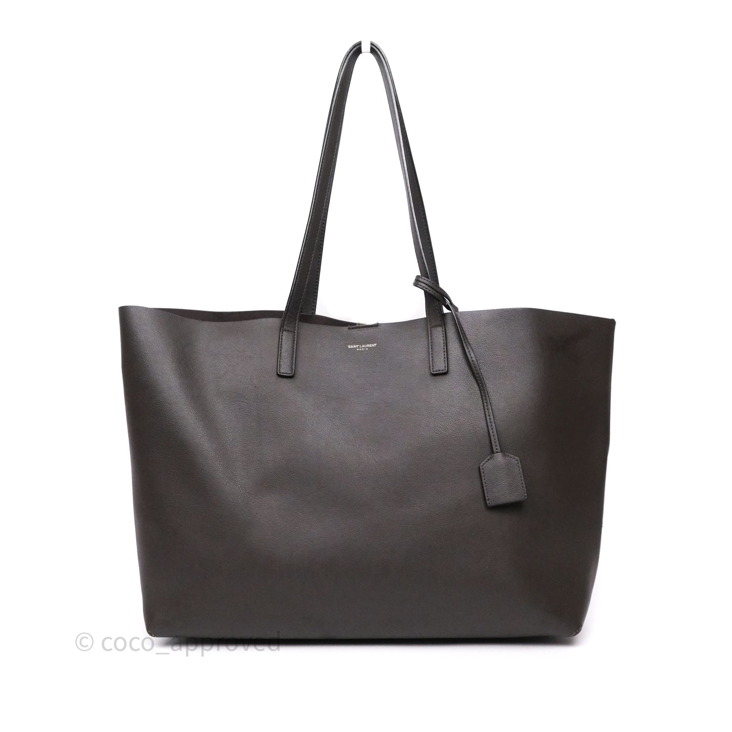 Saint Laurent Large Shopping Tote Dark Grey Calfskin