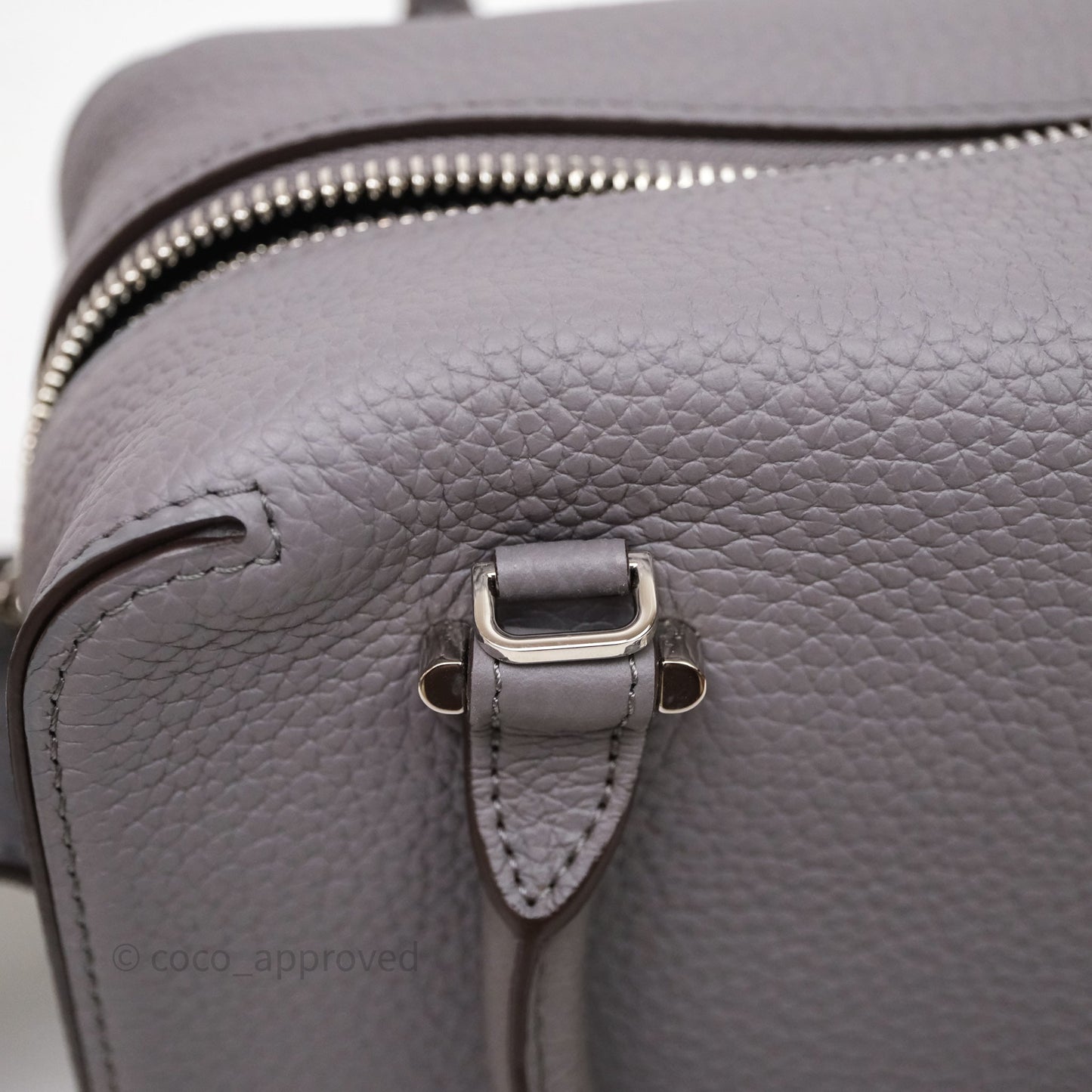 Delvaux Cool Box Mini Taurillon Soft Grained Grey Calfskin Silver Hardware