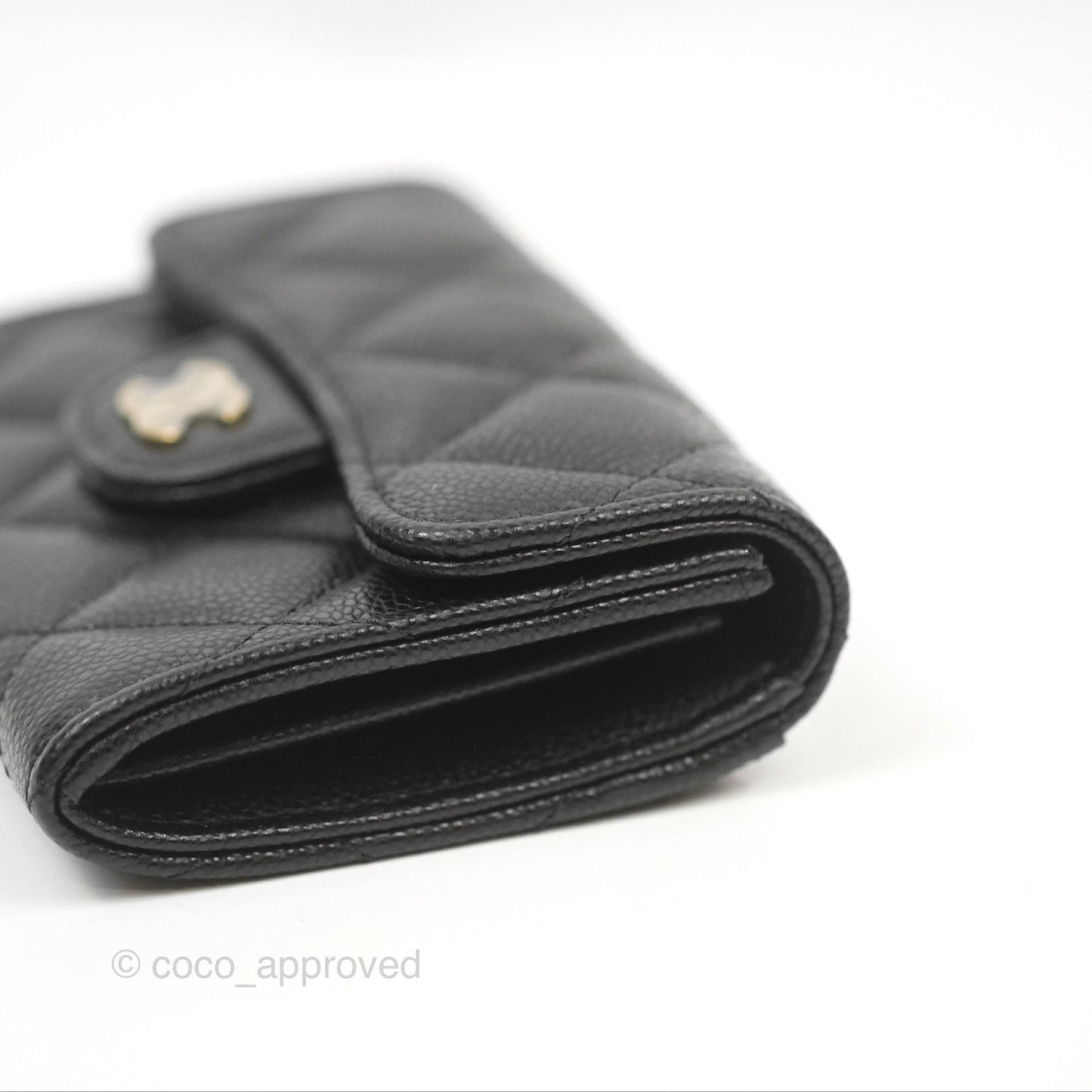 Chanel Caviar Quilted Flap Card Holder Black Gold Hardware
