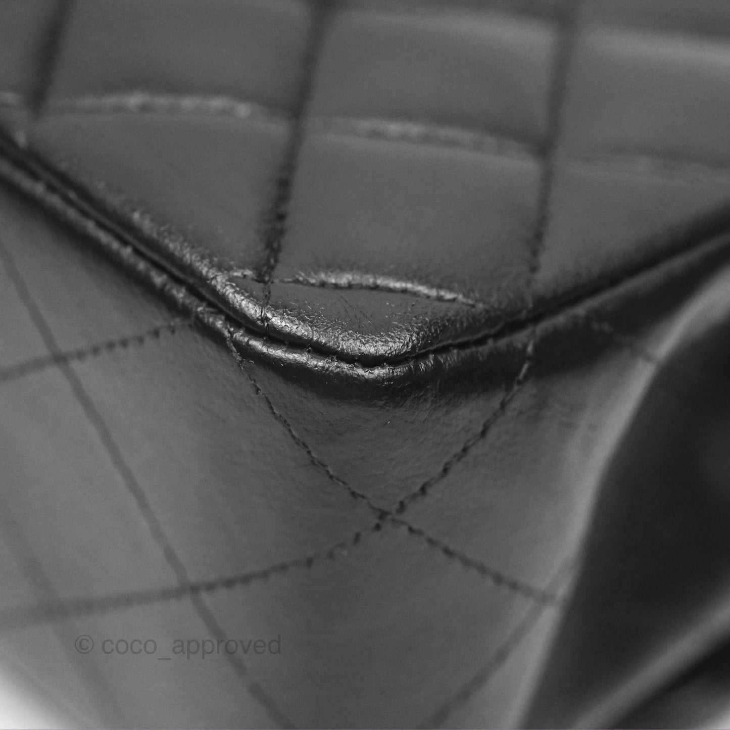 Chanel Classic M/L Medium Flap Quilted Black Lambskin Silver Hardware