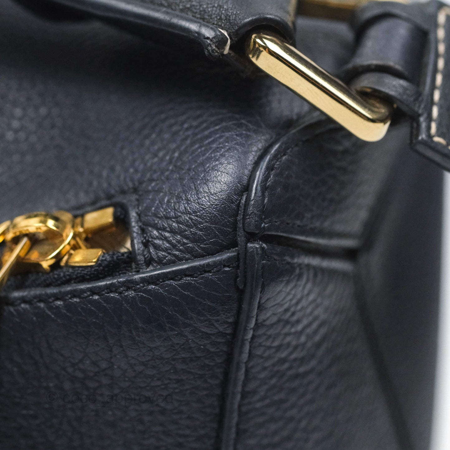 Loewe Medium Puzzle Bag Navy Calfskin Gold Hardware