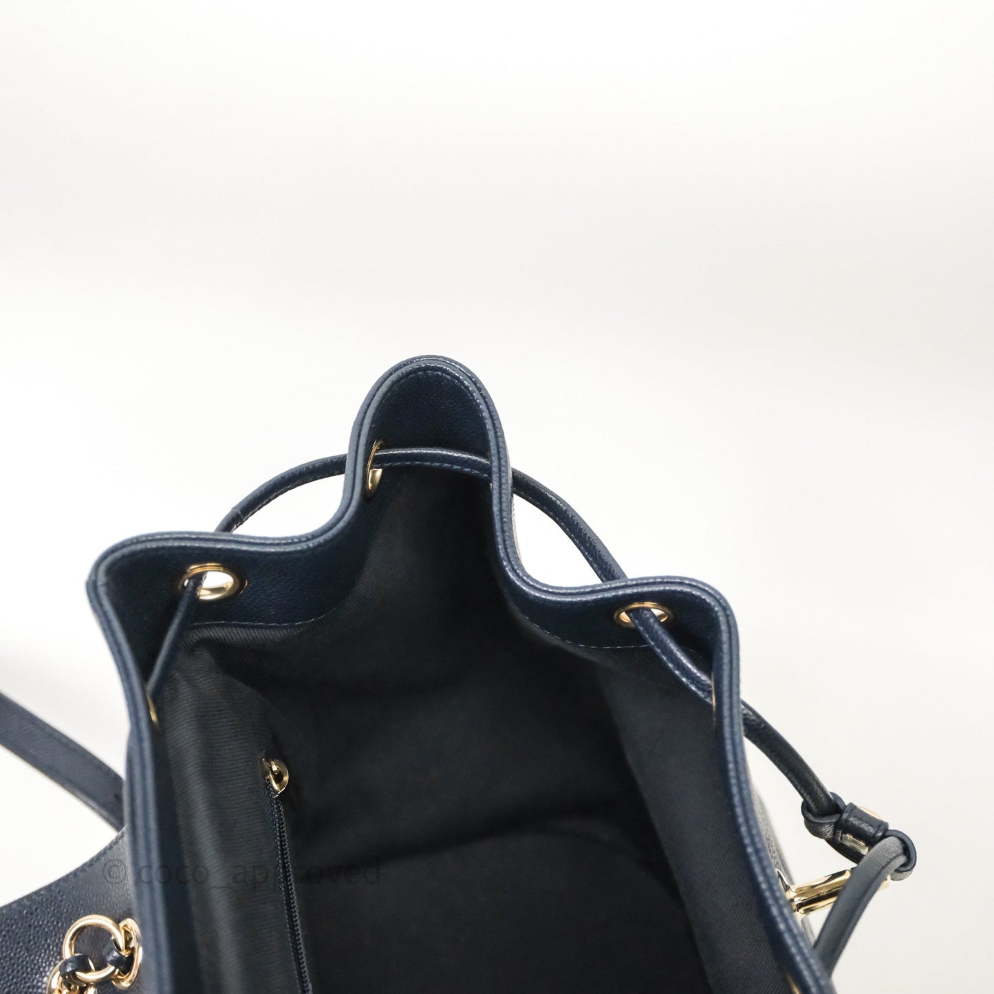 Chanel Quilted Business Affinity Backpack Navy Caviar Light Gold Hardware