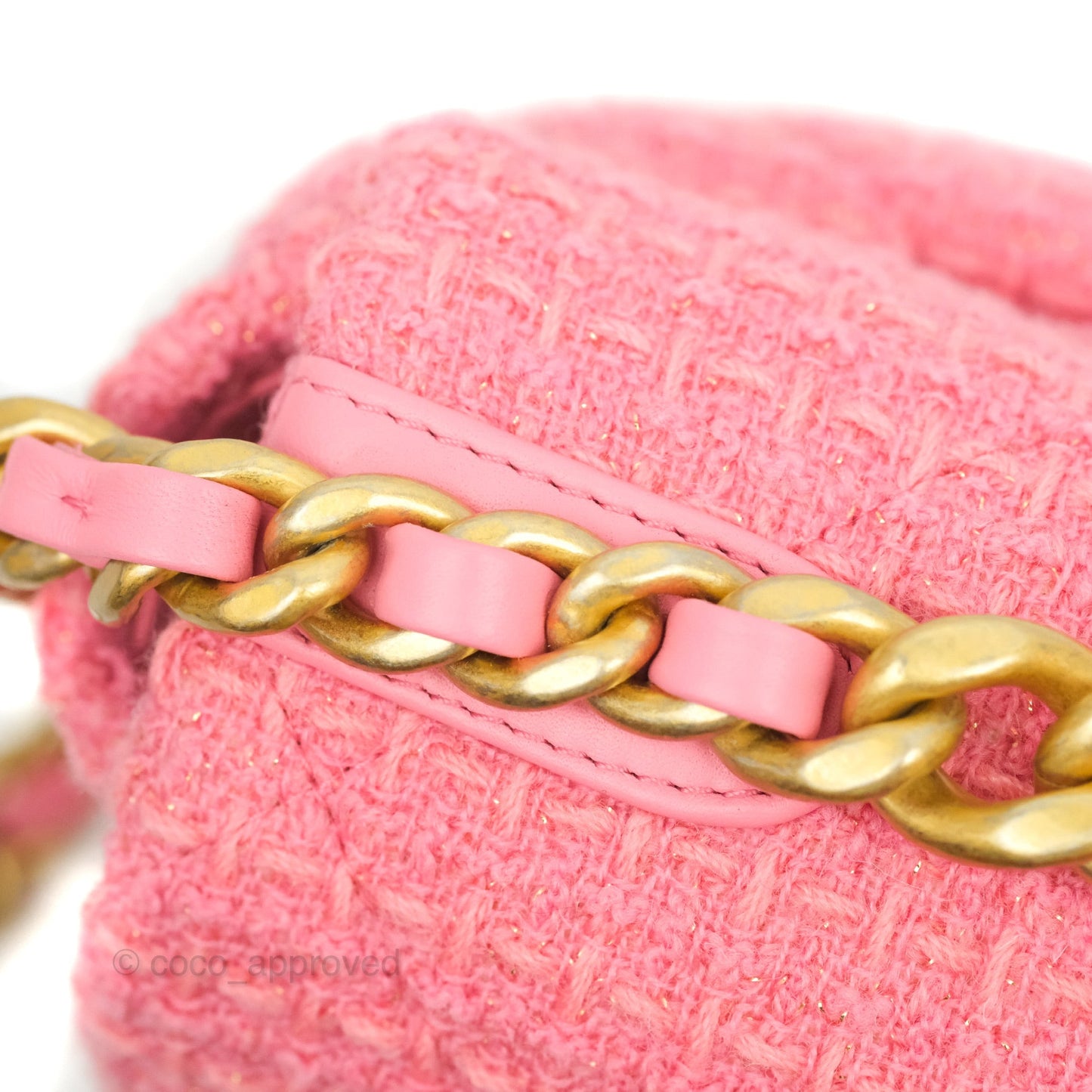 Chanel 19 Small Tweed Pink Glitter Mixed Hardware