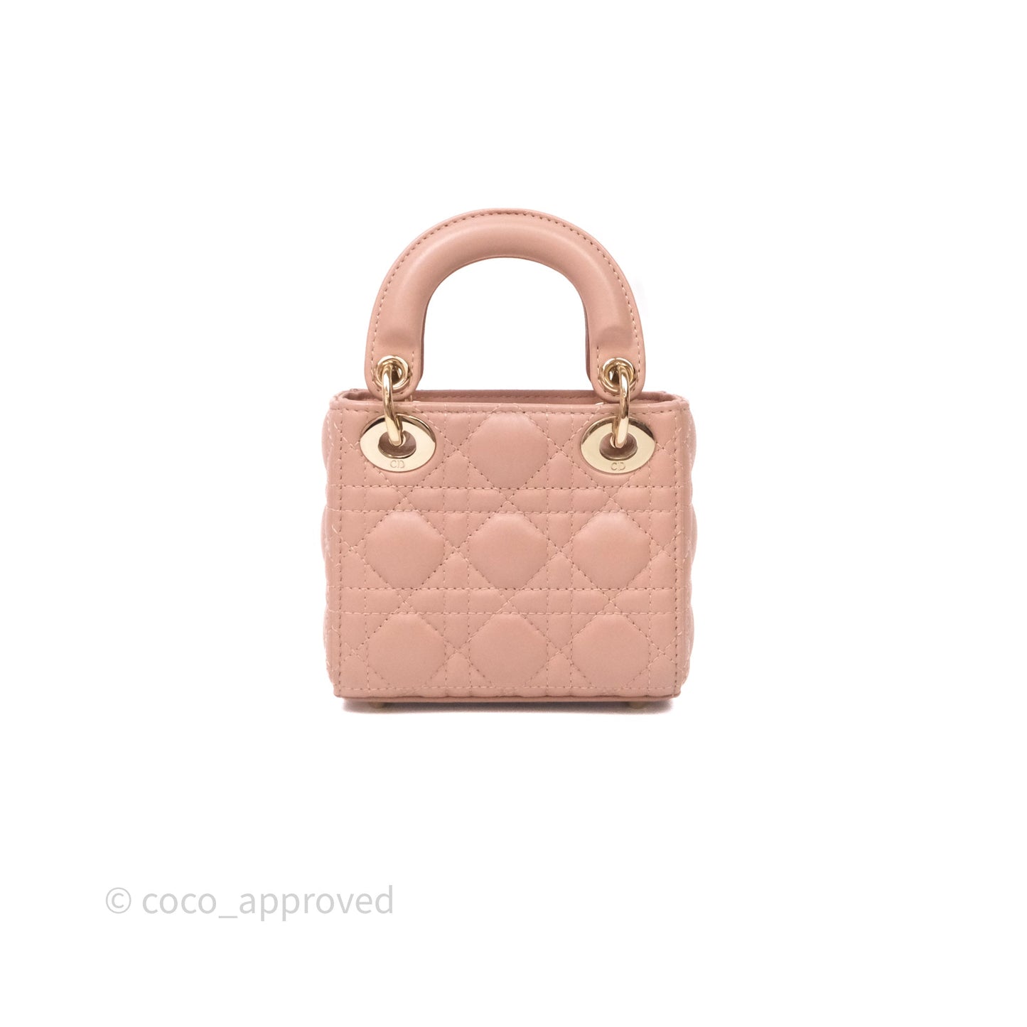 Christian Dior Micro Lady Dior Pink Beige Cannage Calfskin Gold Hardware