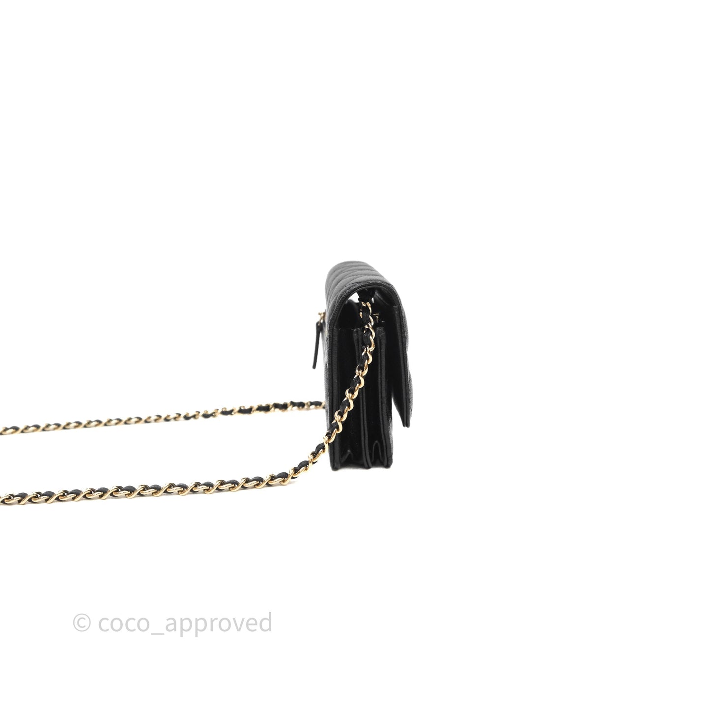 Chanel Quilted Mini Wallet on Chain WOC Black Caviar Gold Hardware
