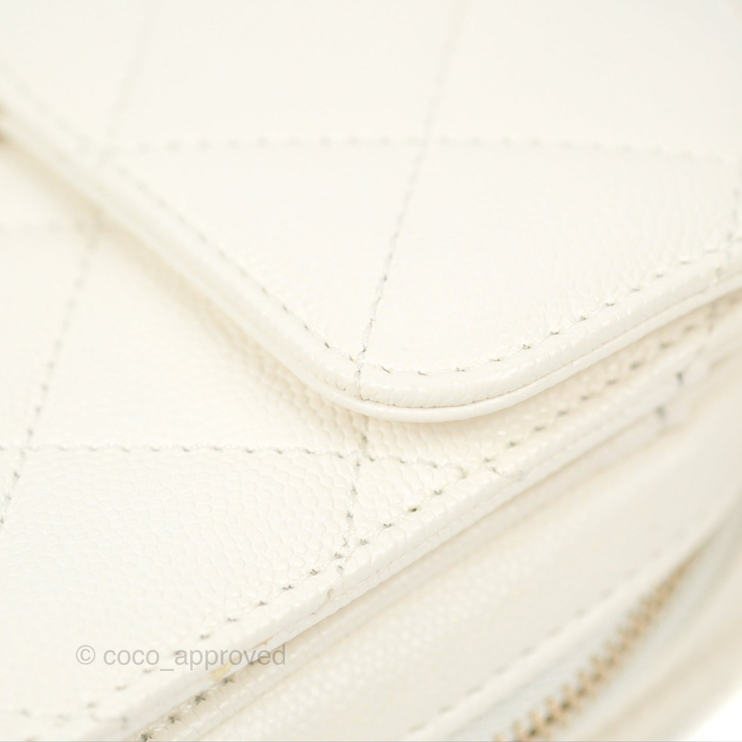 Chanel Quilted Small Like The Wallet Flap Ivory White Caviar Light Gold Hardware 22C