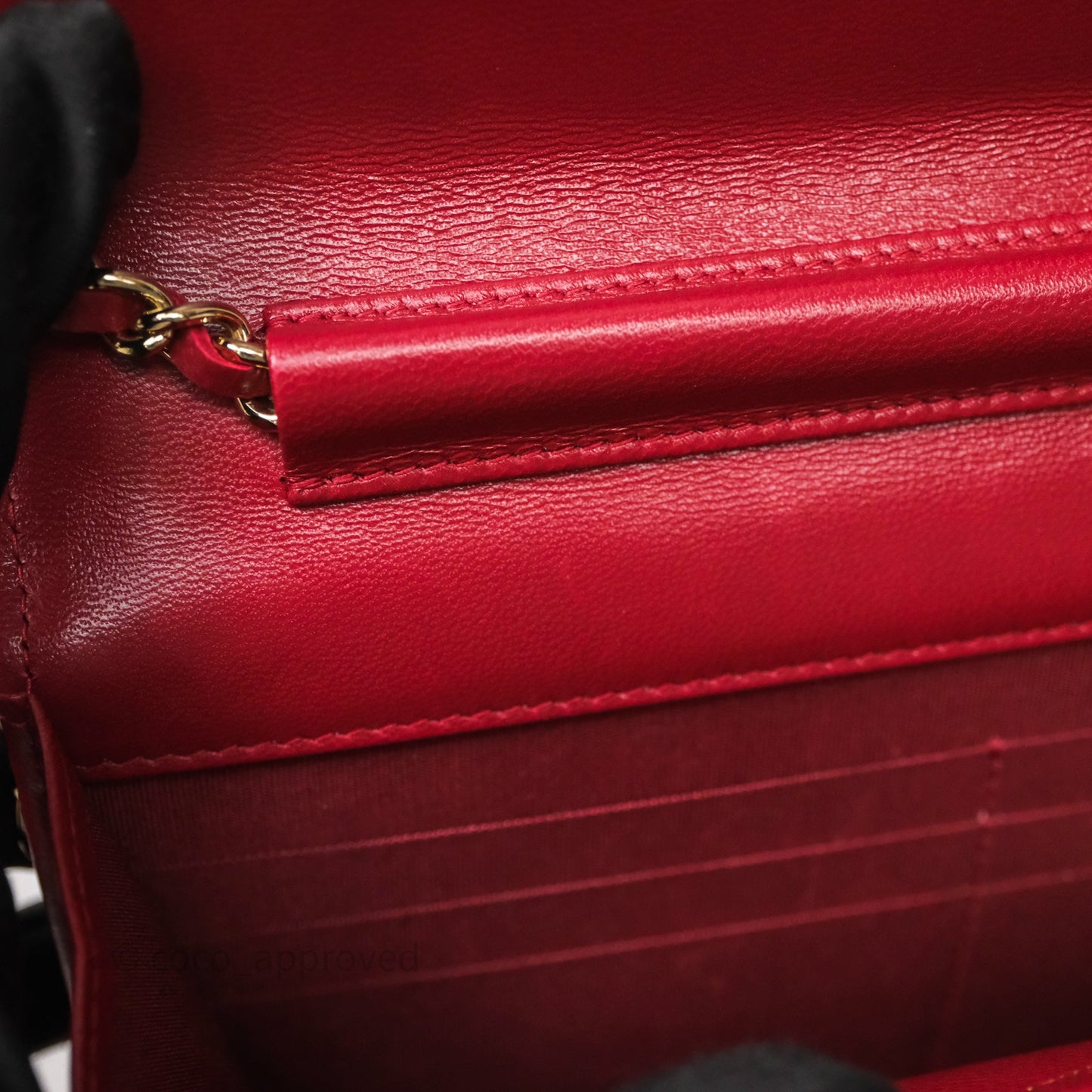 Chanel Wallet On Chain Red Calfskin Bag Gold hardware