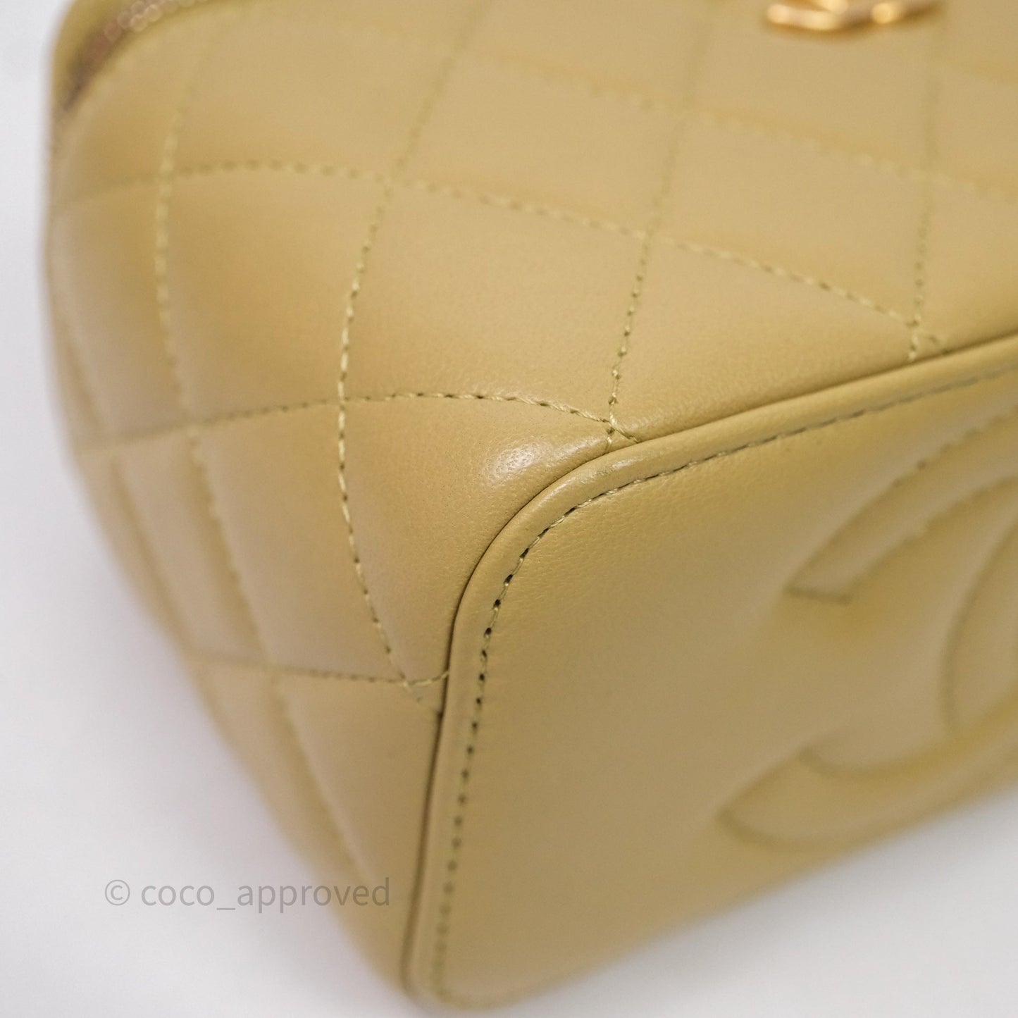 Chanel Top Handle Vanity with Chain Olive Green Lambskin Aged Gold Hardware
