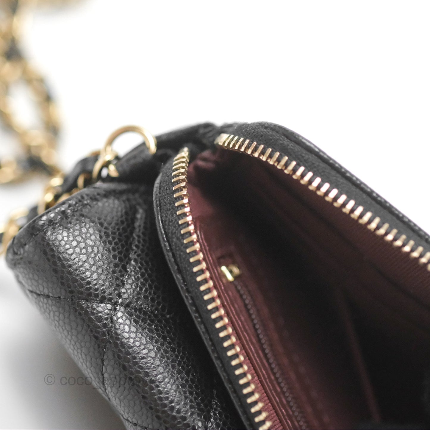 Chanel Classic Flap Phone Holder With Chain Black Caviar Gold Hardware 22A