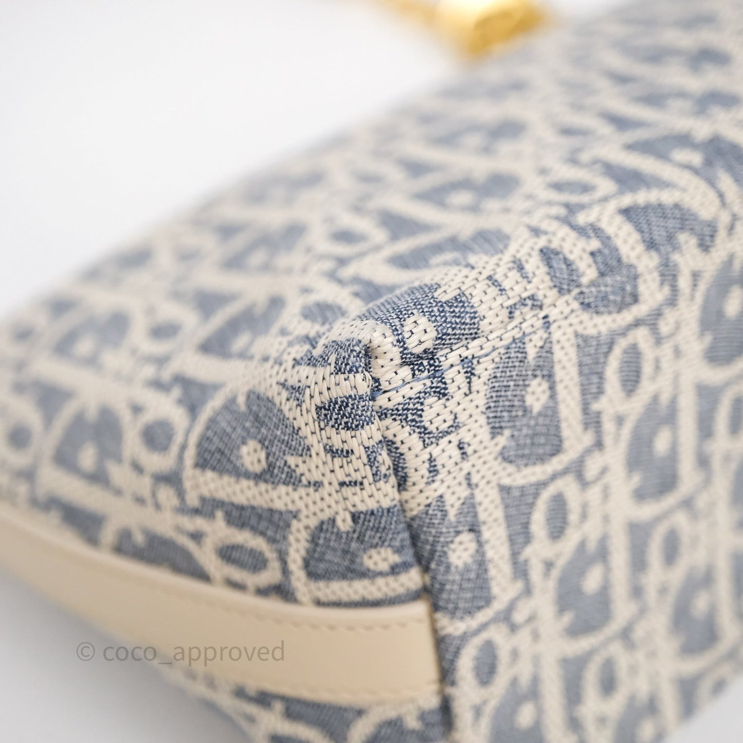 Christian Dior Diorstar Hobo Bag with Chain Blue Dior Oblique Chambray with Raffia Effect