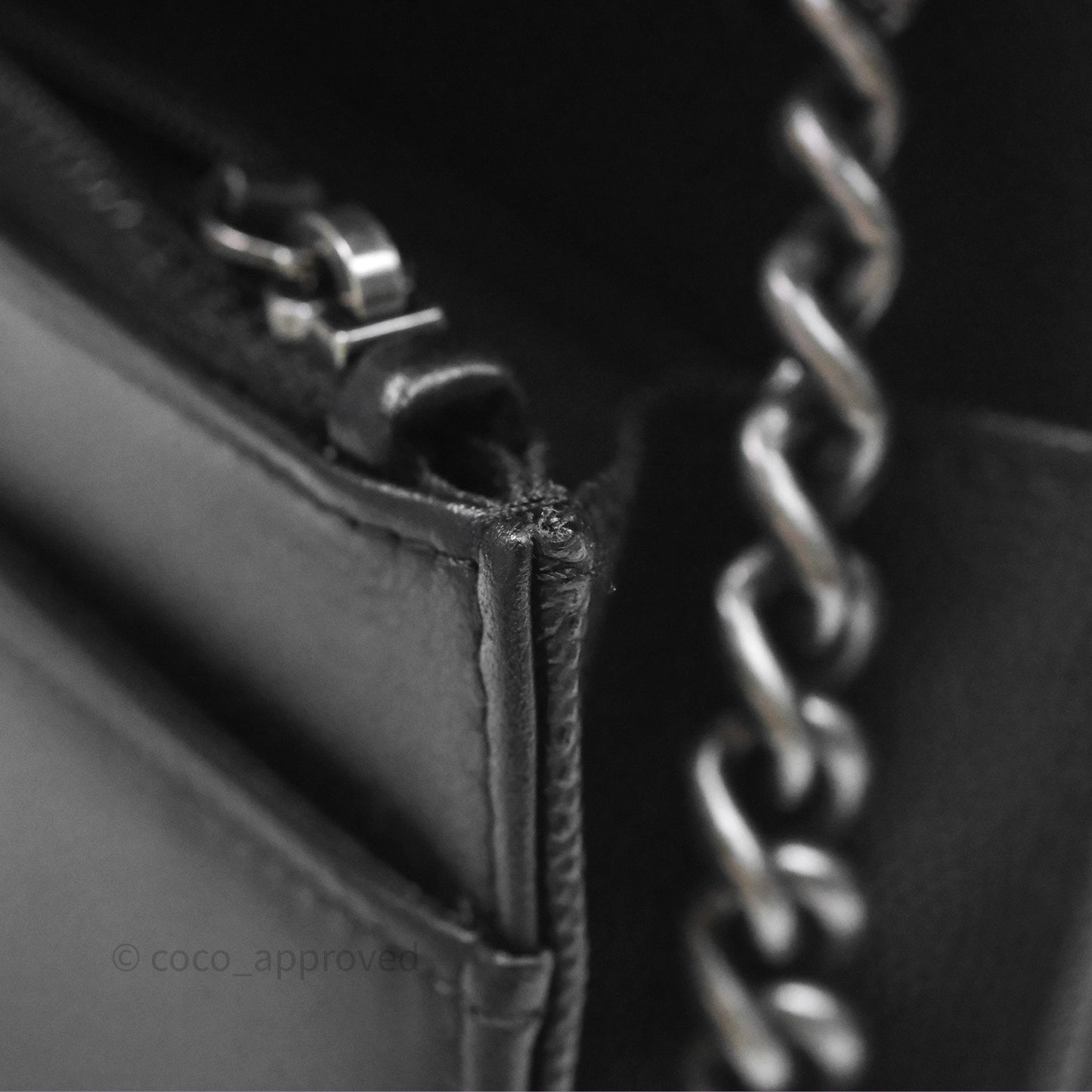 Chanel Quilted Boy Wallet on Chain WOC Black Caviar Ruthenium Hardware