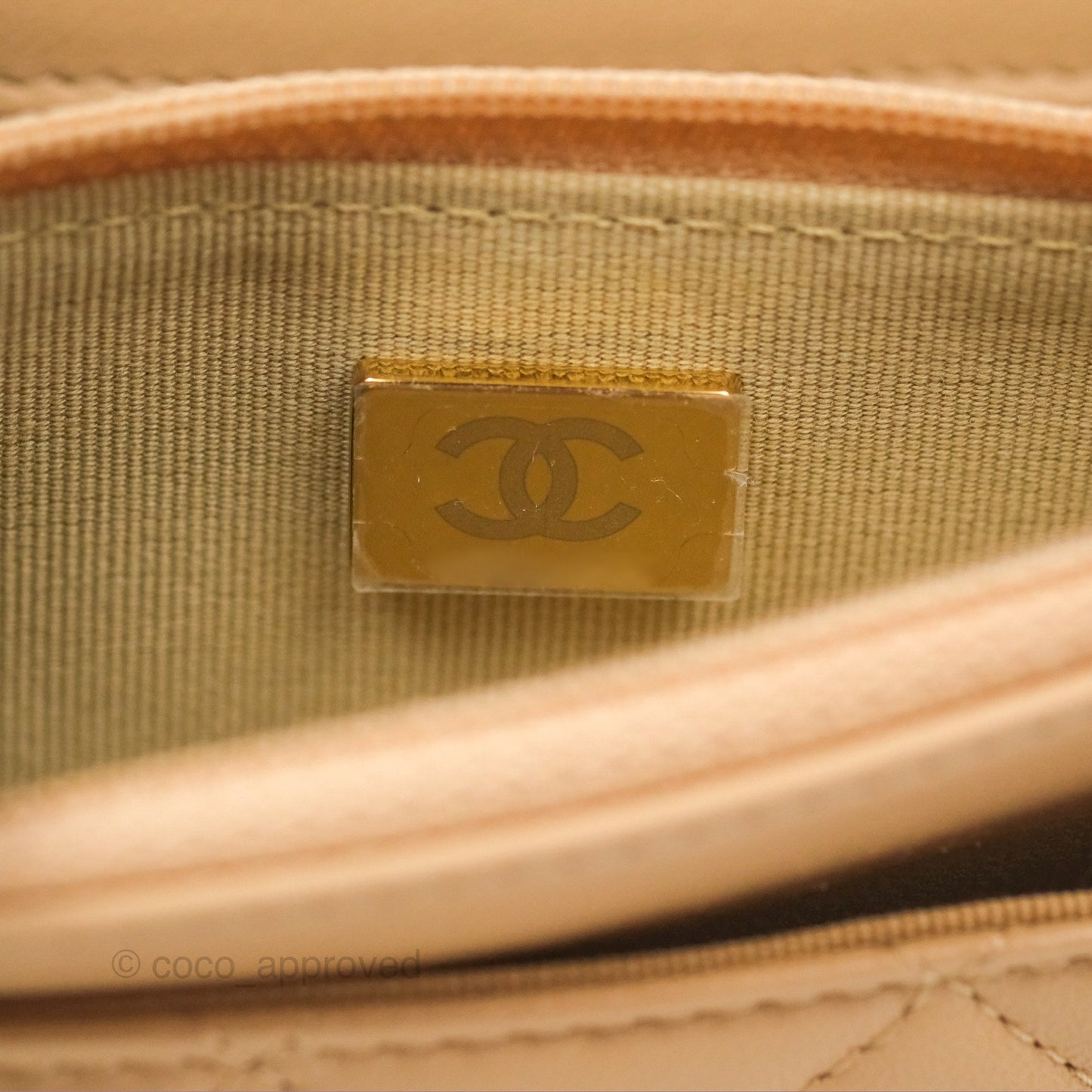 Chanel Quilted Pearl Crush Wallet on Chain WOC Beige Lambskin Aged Gold Hardware