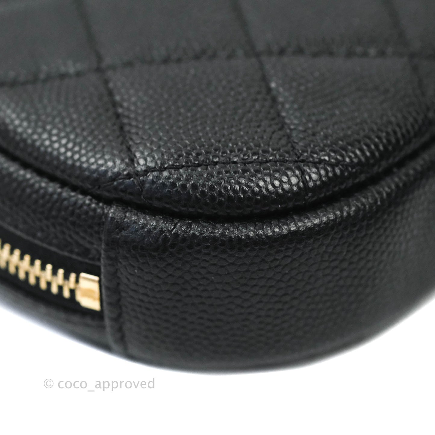 Chanel CC Round Coin Purse Black Caviar Gold Hardware