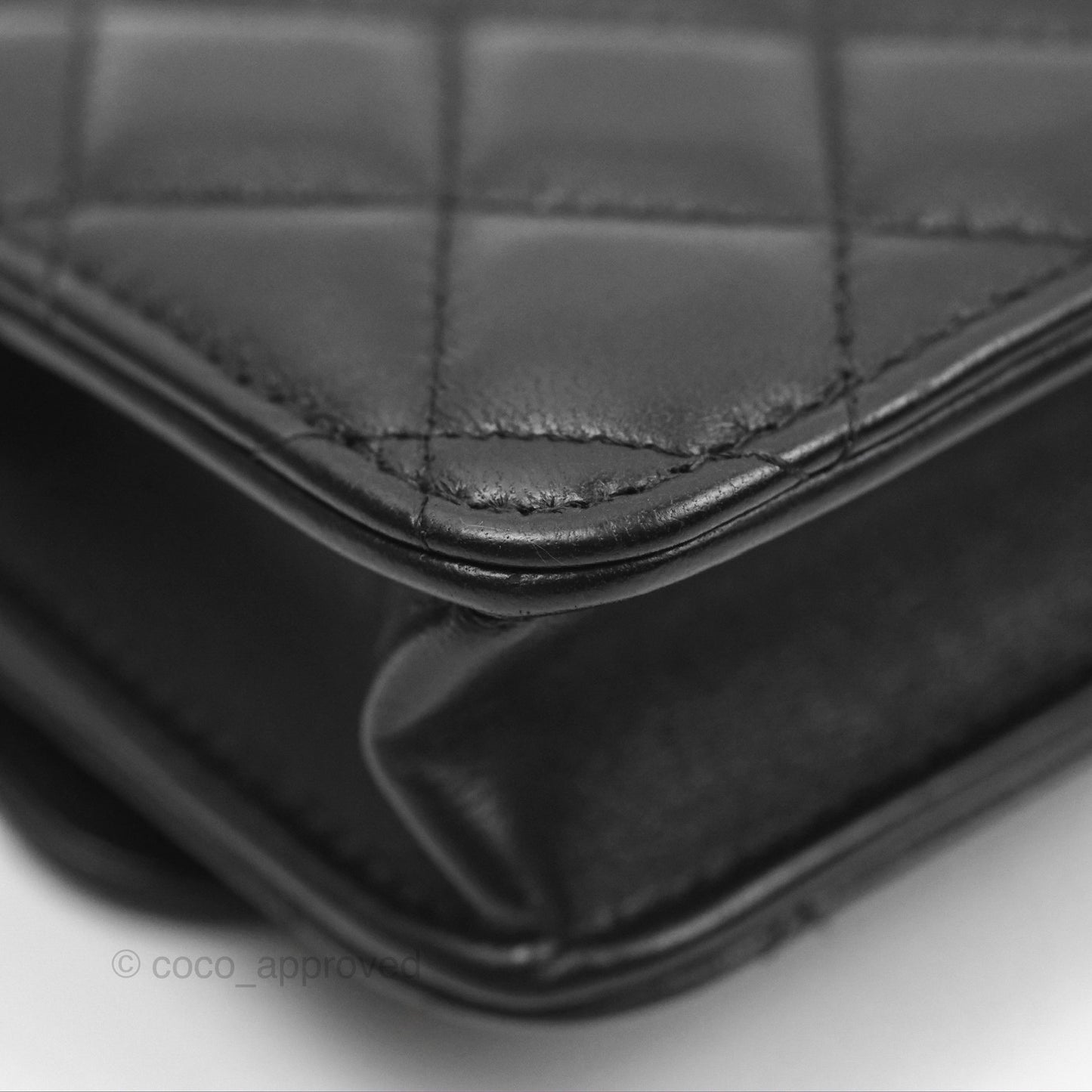 Chanel Mini WOC Phone Holder with Camellia Adjustable Chain Black Lambskin