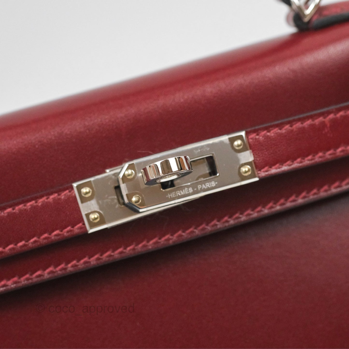 Hermès Mini Kelly II Sellier Rouge H Box Leather Palladium Hardware