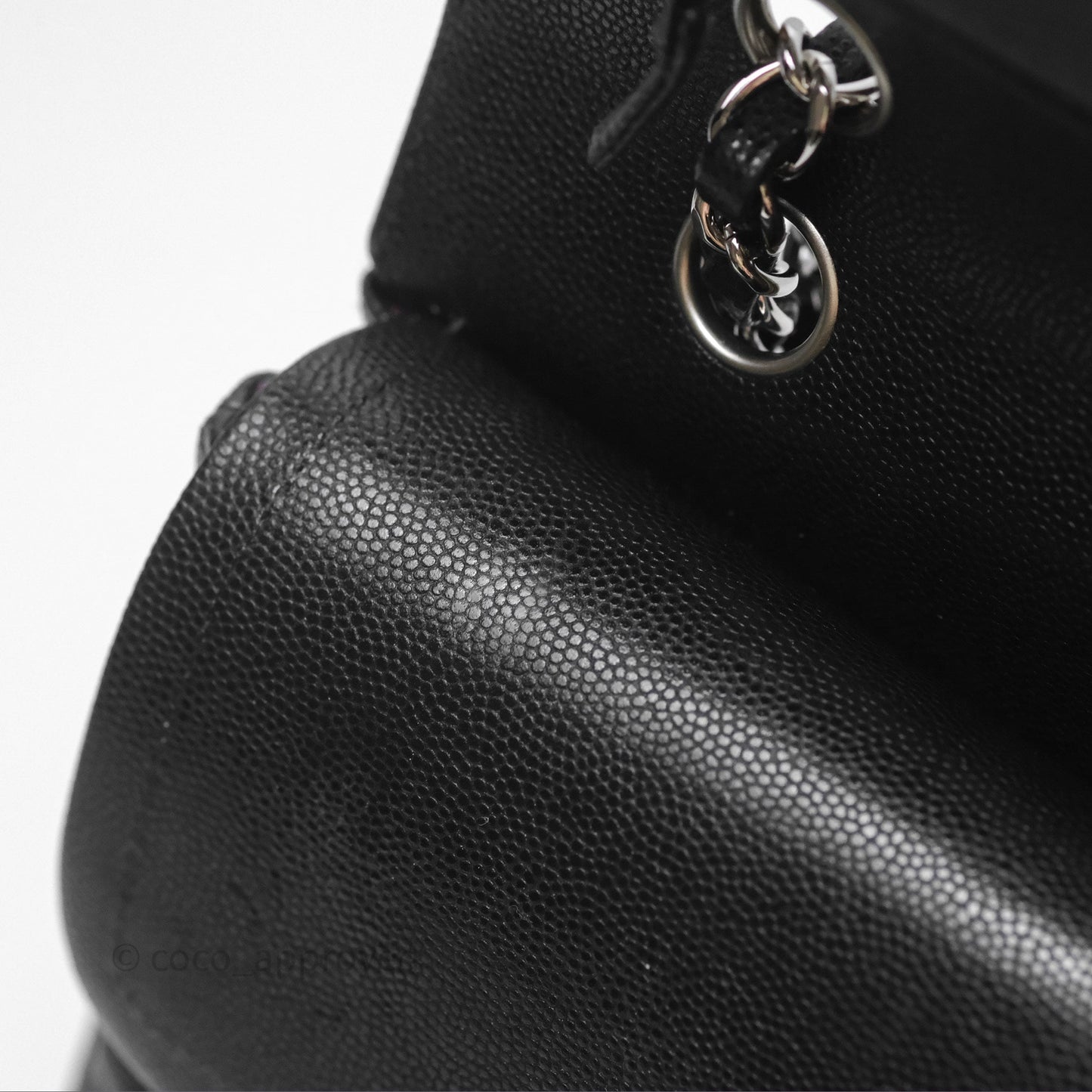 Chanel Classic M/L Medium Flap Chevron Black Caviar Silver Hardware