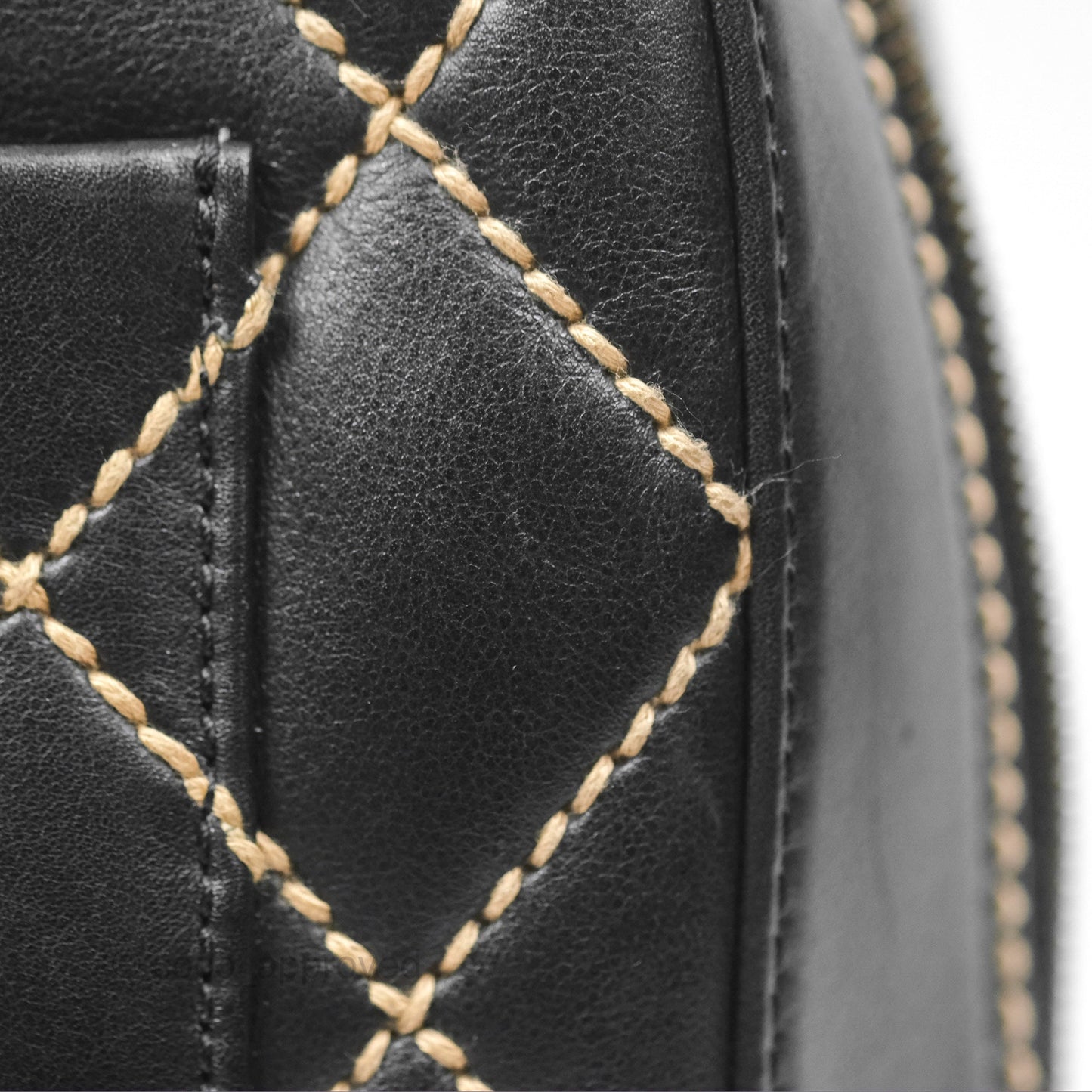 Chanel Vintage Wild Stitch Tote Bag Lambskin Black