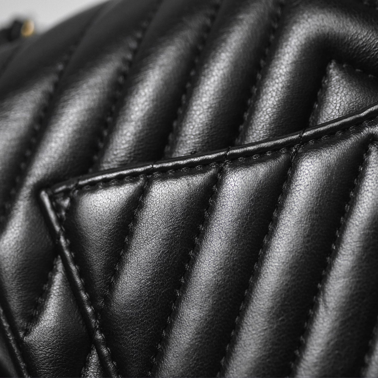 Chanel Mini Square Flap Chevron Black Lambskin Aged Gold Hardware