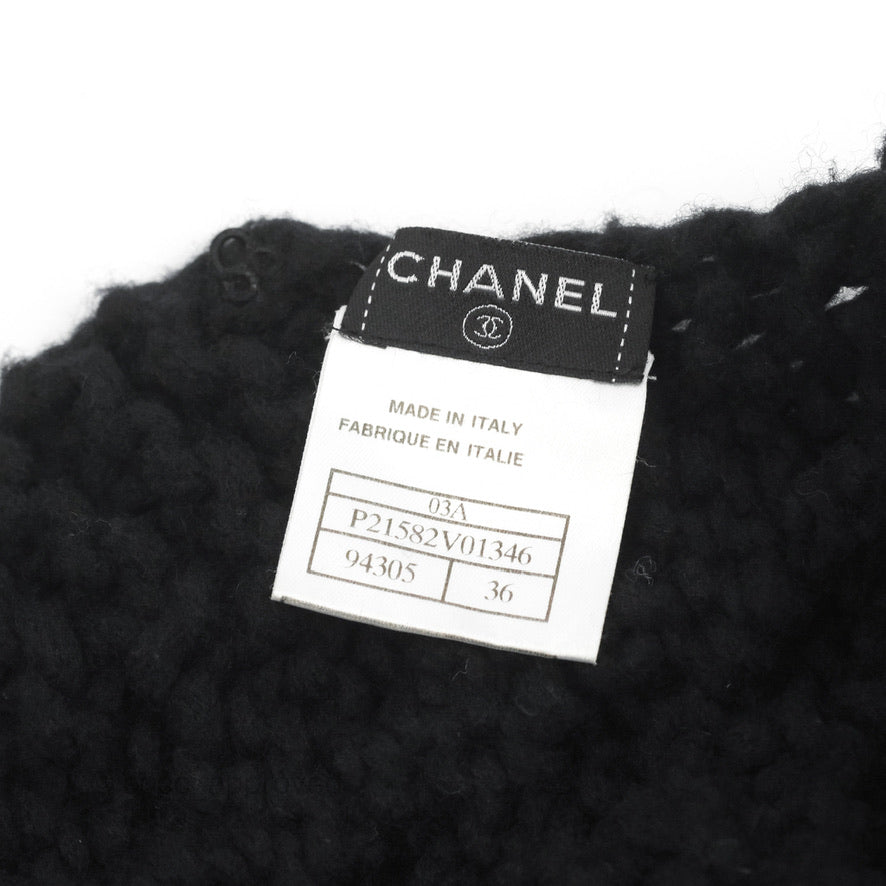 Chanel Fringe Scarf Black