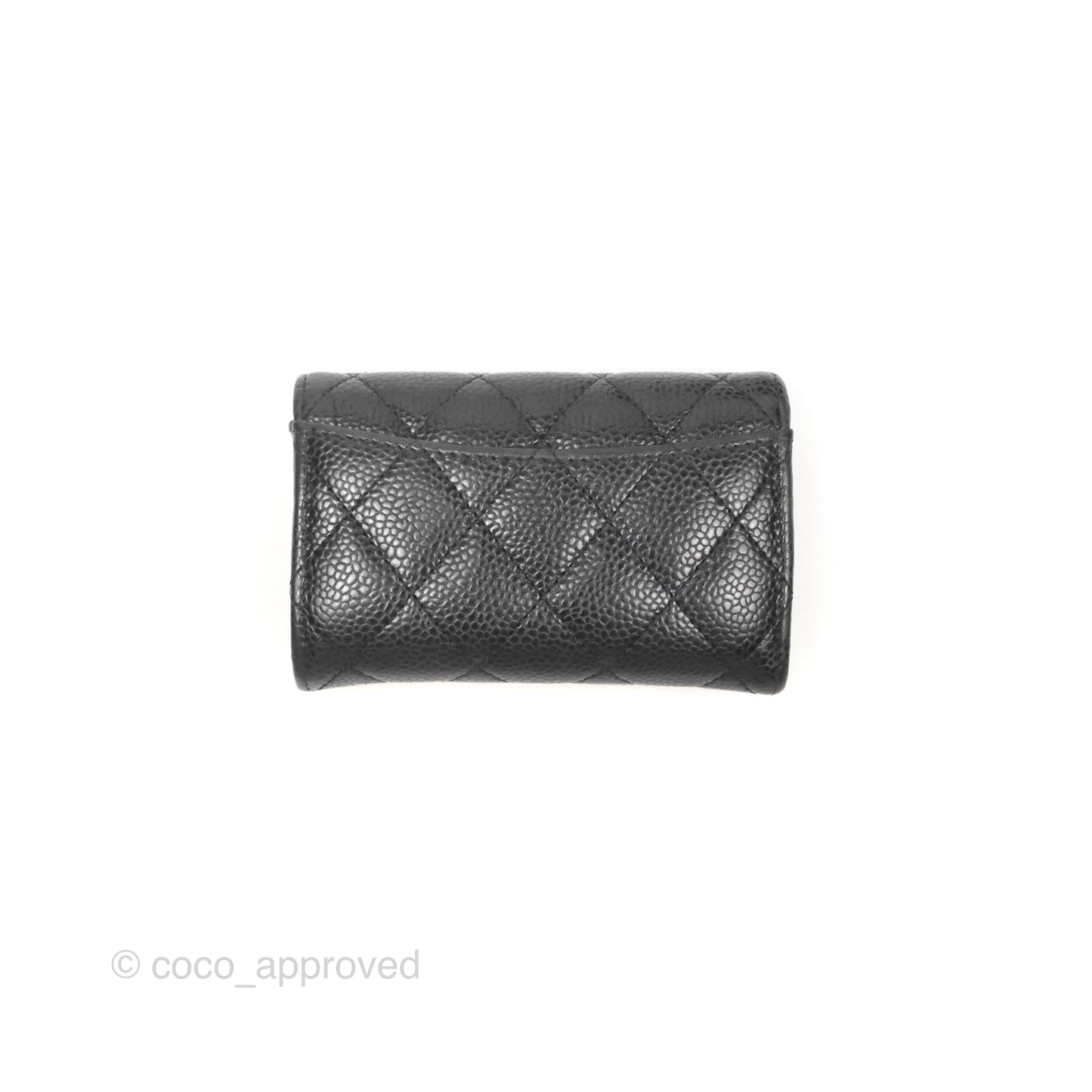 Chanel Classic Quilted Flap Card Holder Black Caviar Silver Hardware