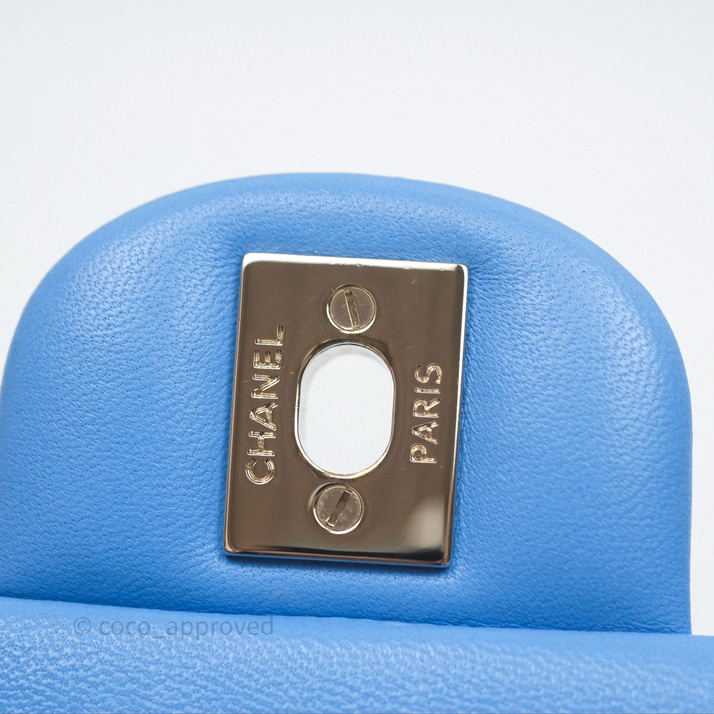 Chanel Top Handle Mini Rectangular Flap Blue Lambskin Gold Hardware