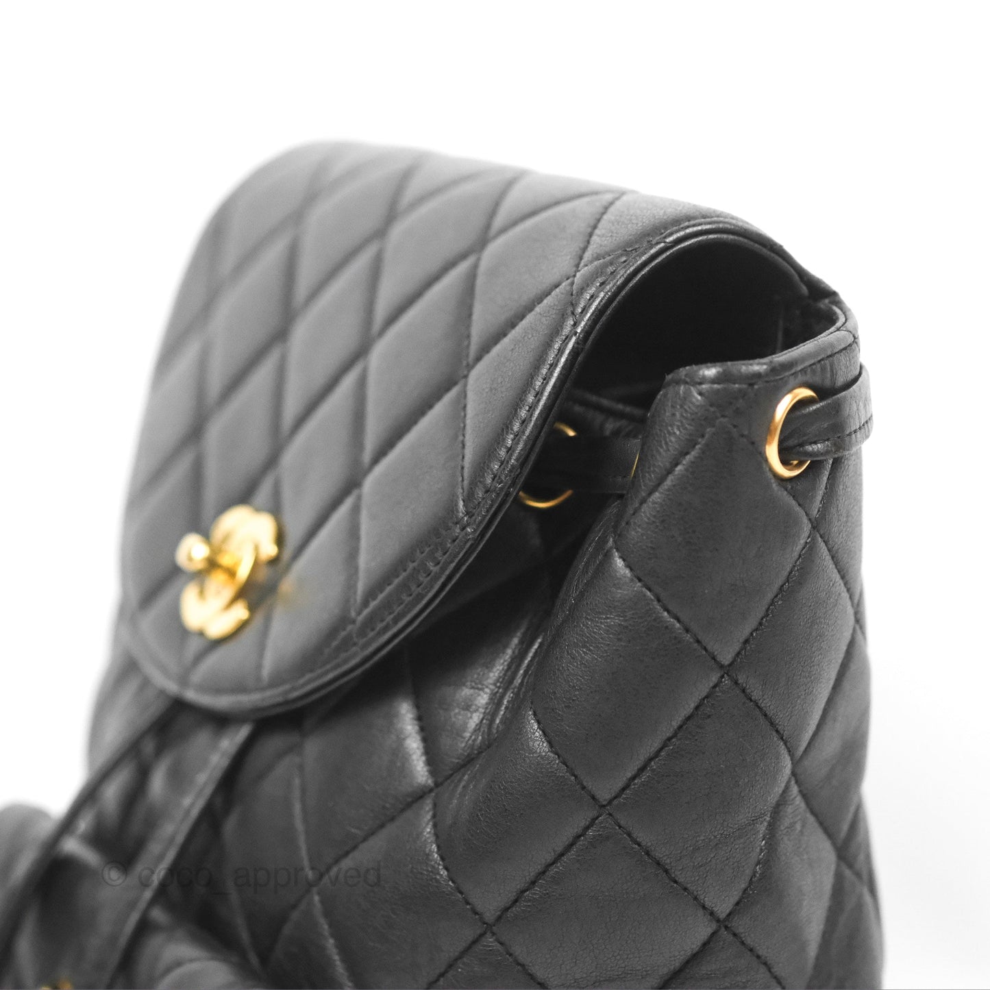 Chanel Vintage CC Duma Backpack Black Lambskin 24K Gold Hardware
