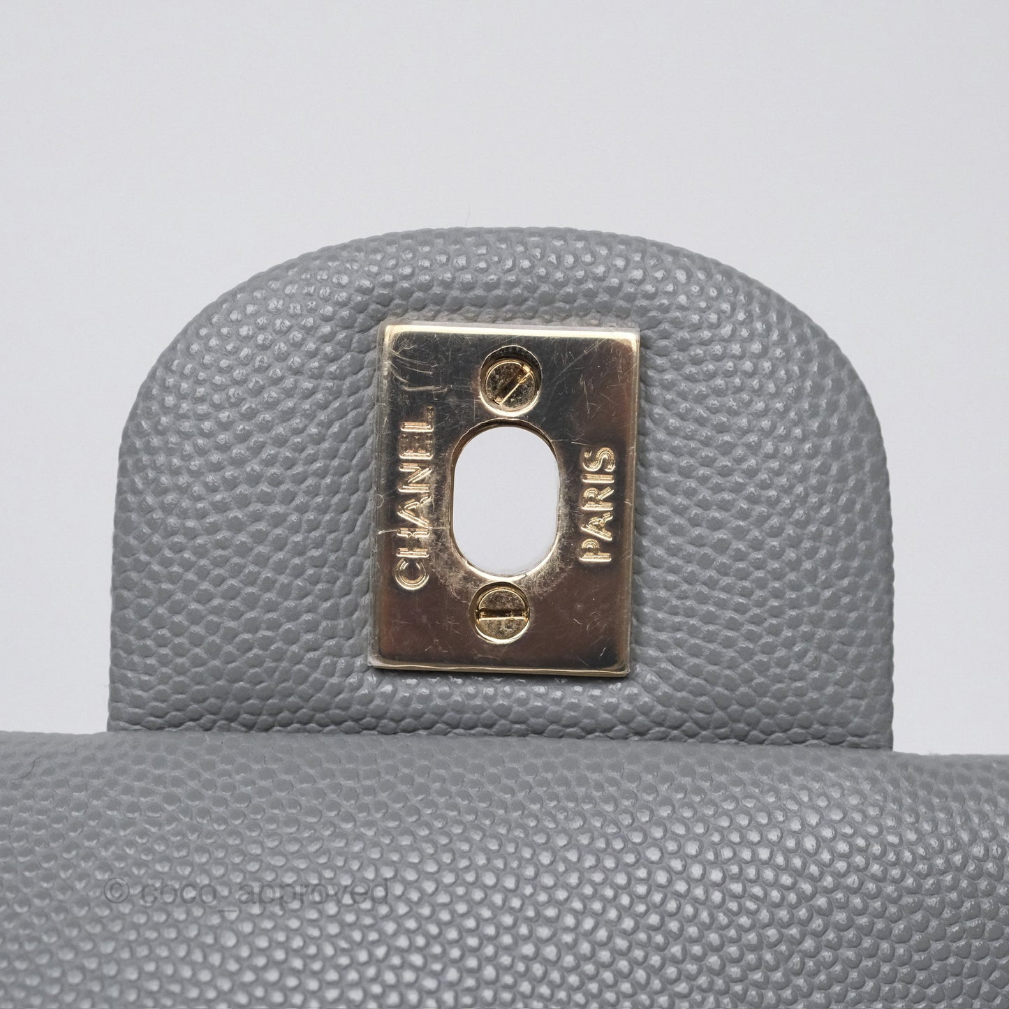 Chanel Classic M/L Medium Flap Quilted Grey Caviar Gold Hardware