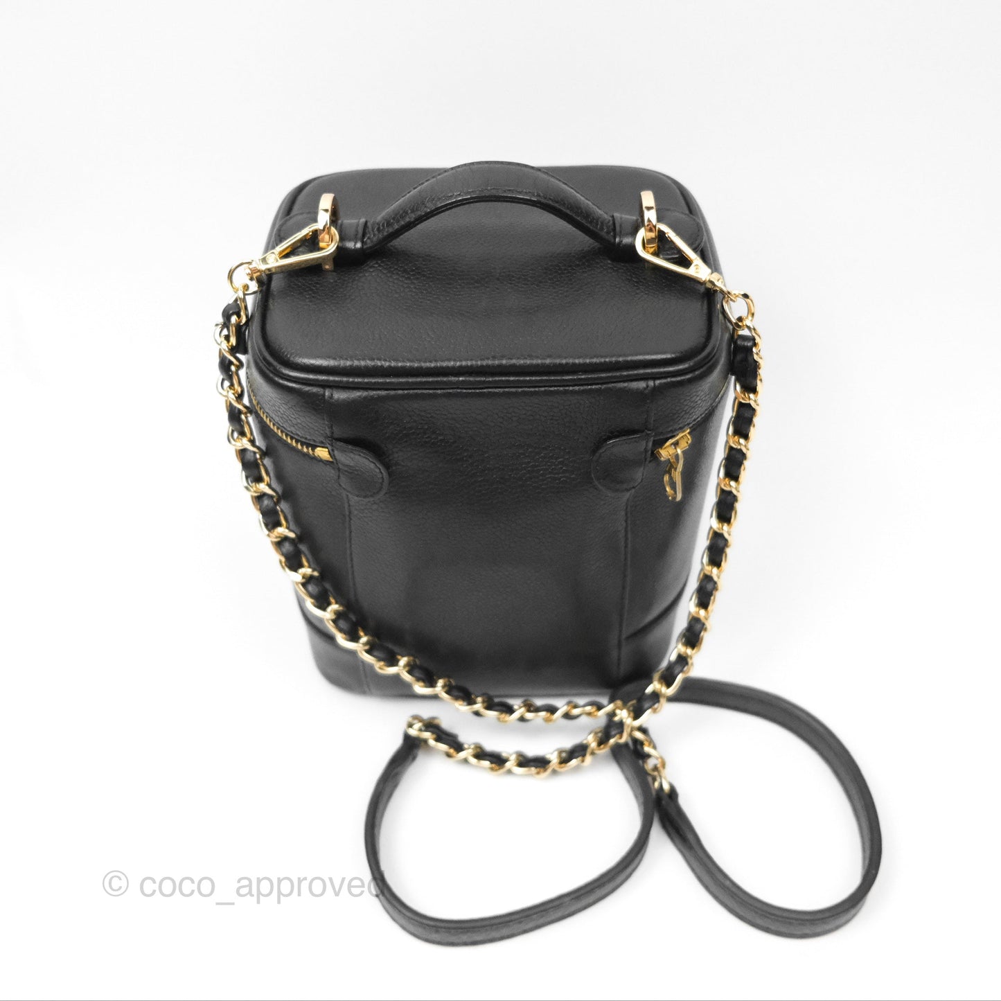Chanel Vintage Vanity Case Black Caviar Gold Hardware