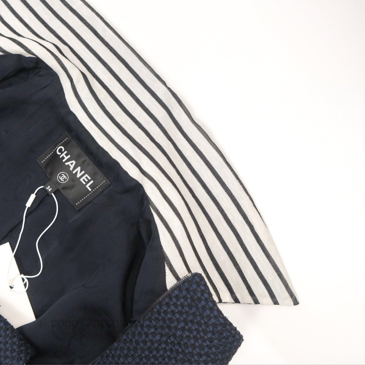 Chanel Double Zip Jacket Tweed Navy