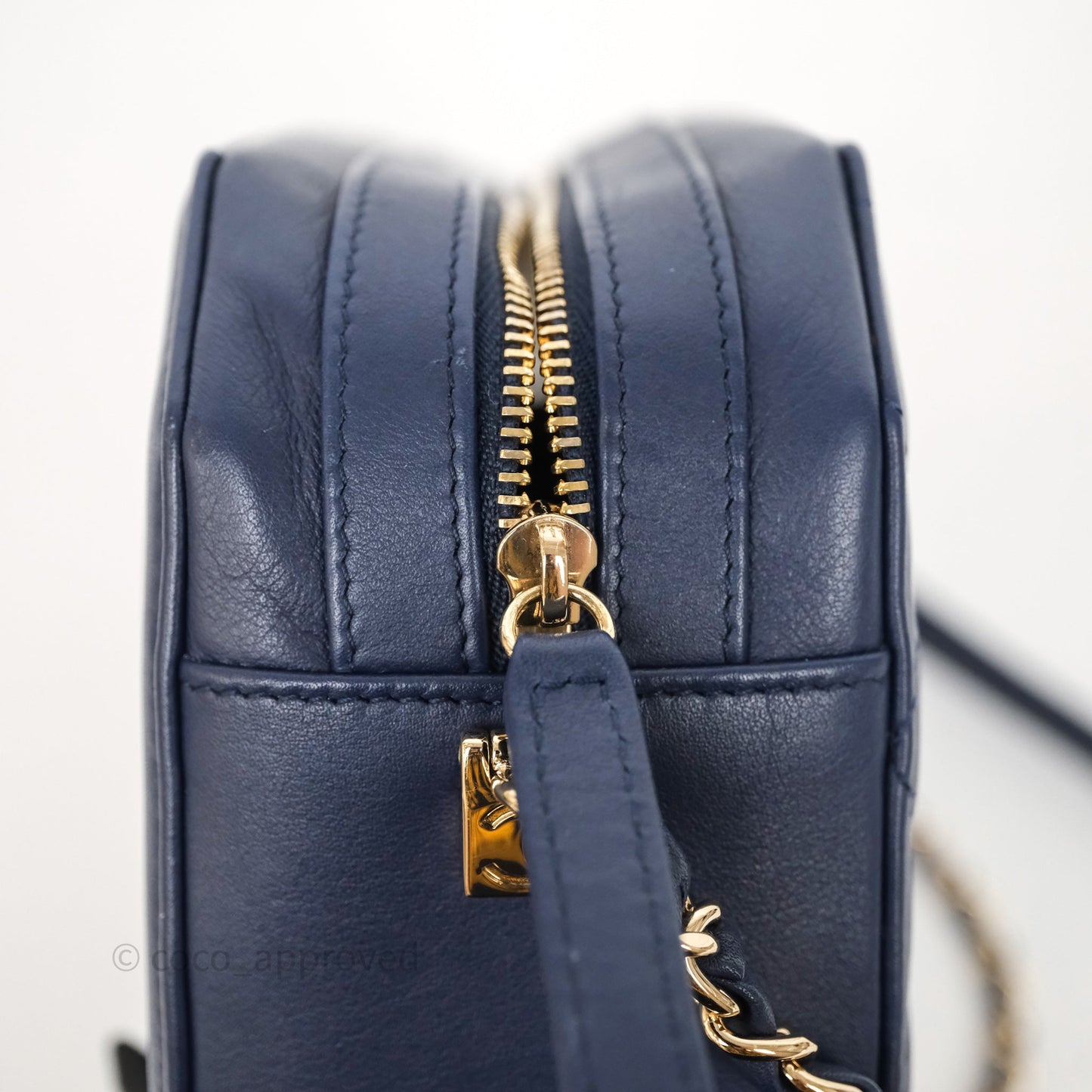 Chanel CC Octagon Camera Case Lambskin Navy Gold Hardware