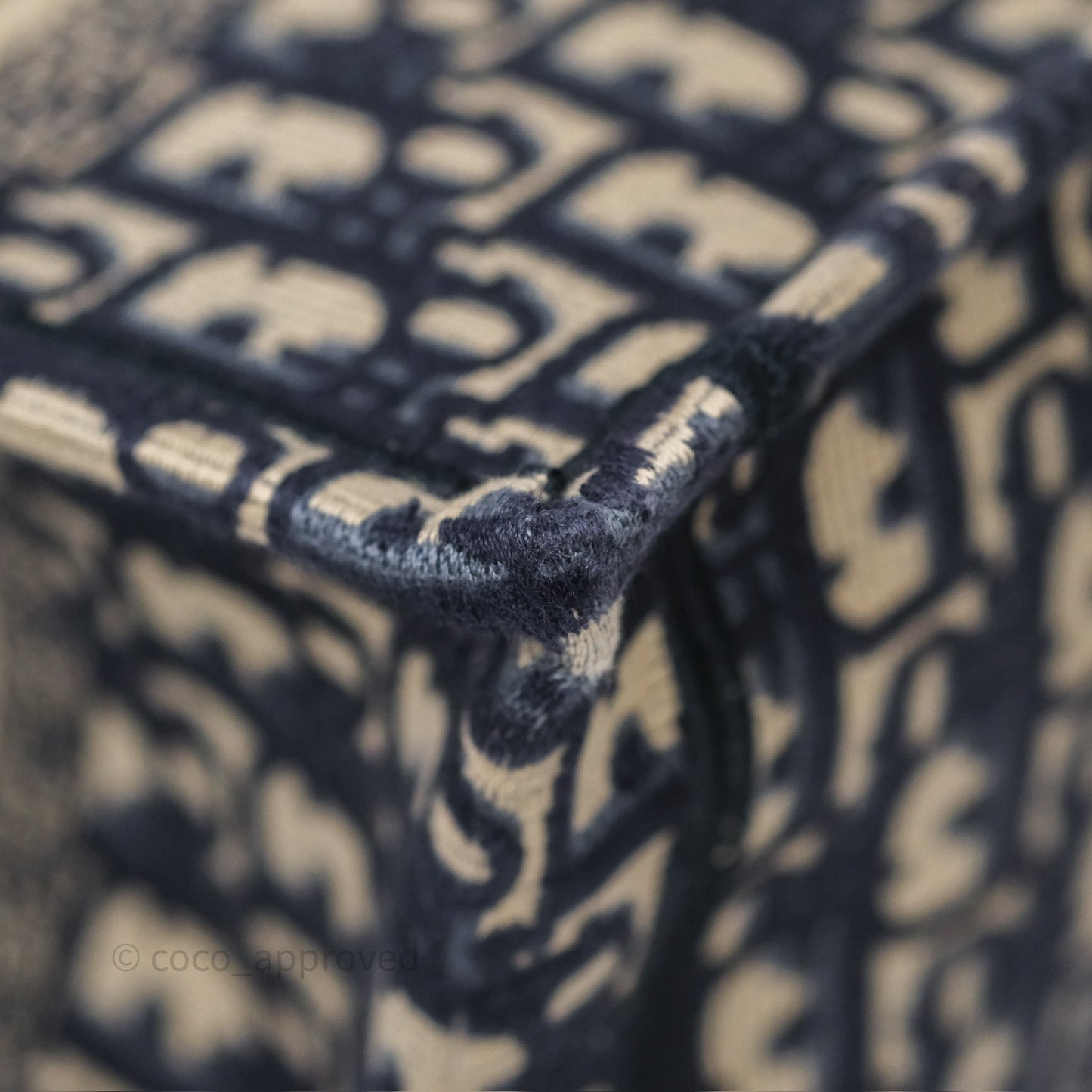 Dior New Small Book Tote Navy Dior Oblique Embroidery Canvas