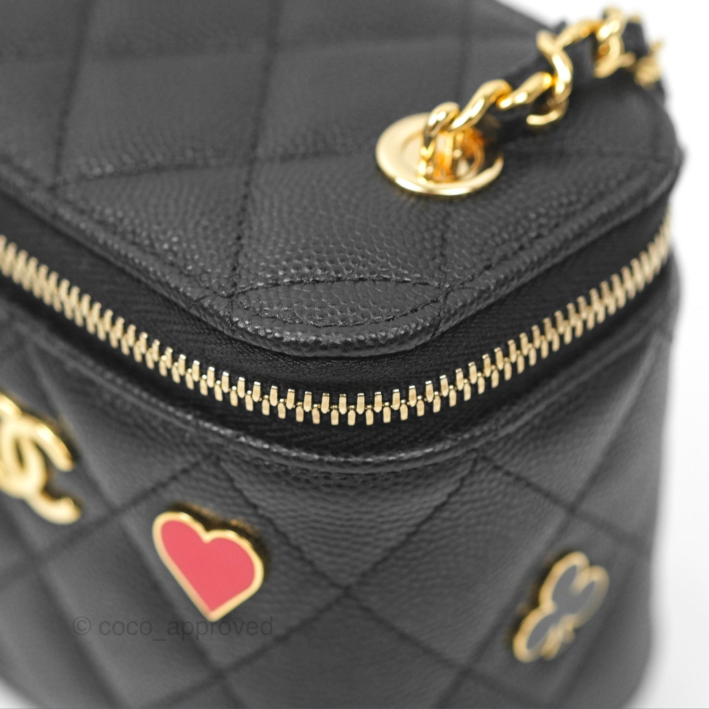 Chanel Mini Poker Vanity With Chain Black Caviar Gold Hardware