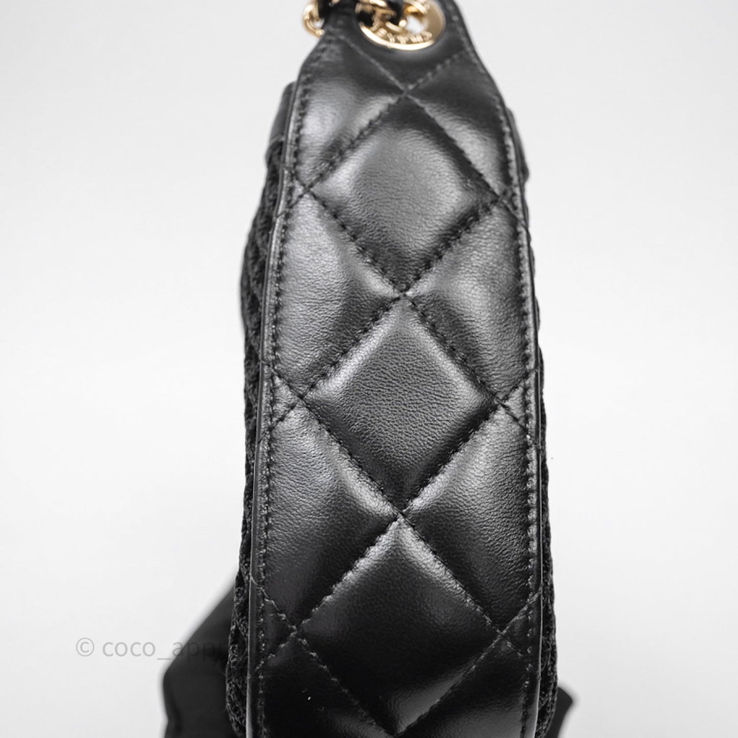 Chanel Mesh Clutch With Chain Black Shiny Lambskin Gold Hardware