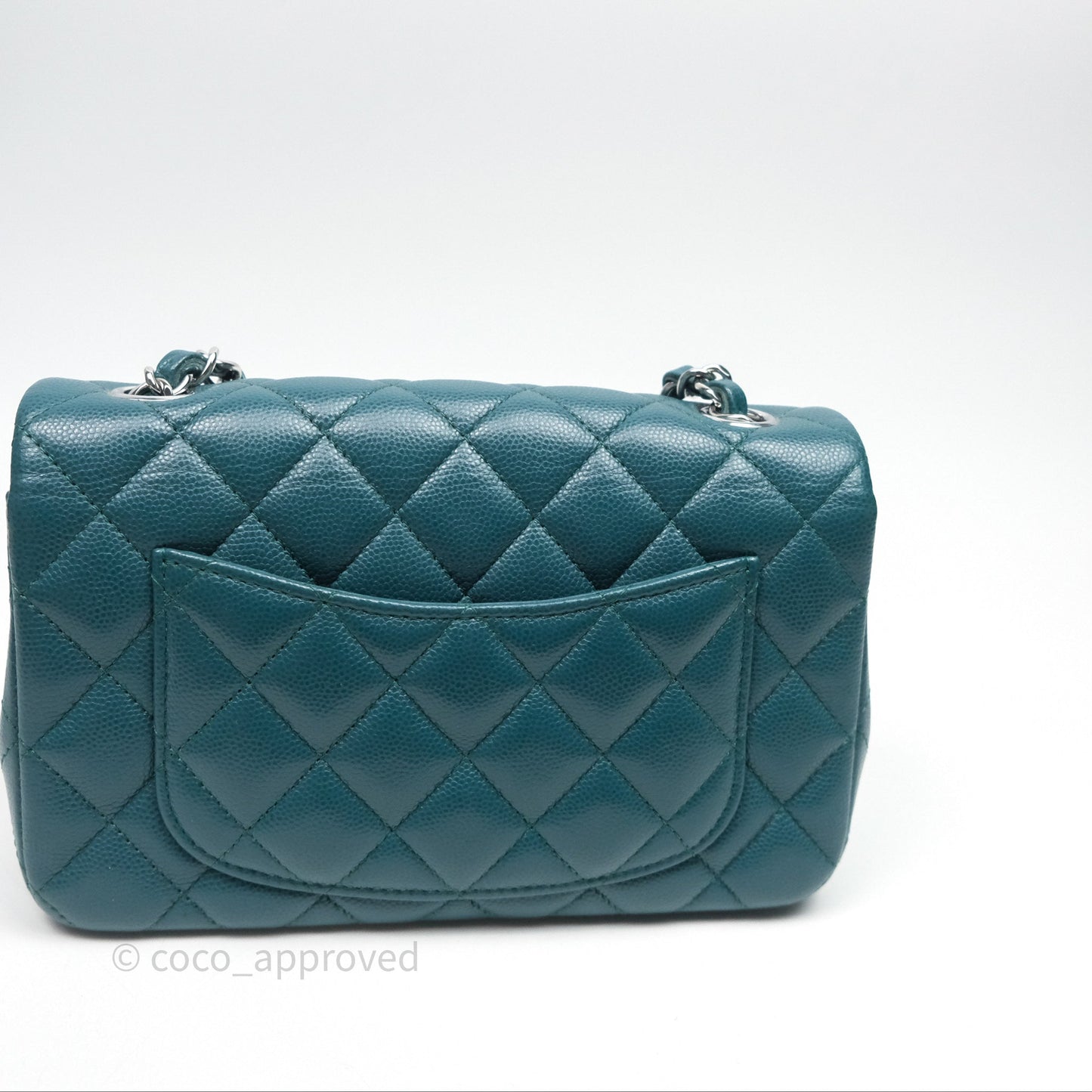 Chanel Quilted Mini Rectangular Green Caviar Silver Hardware