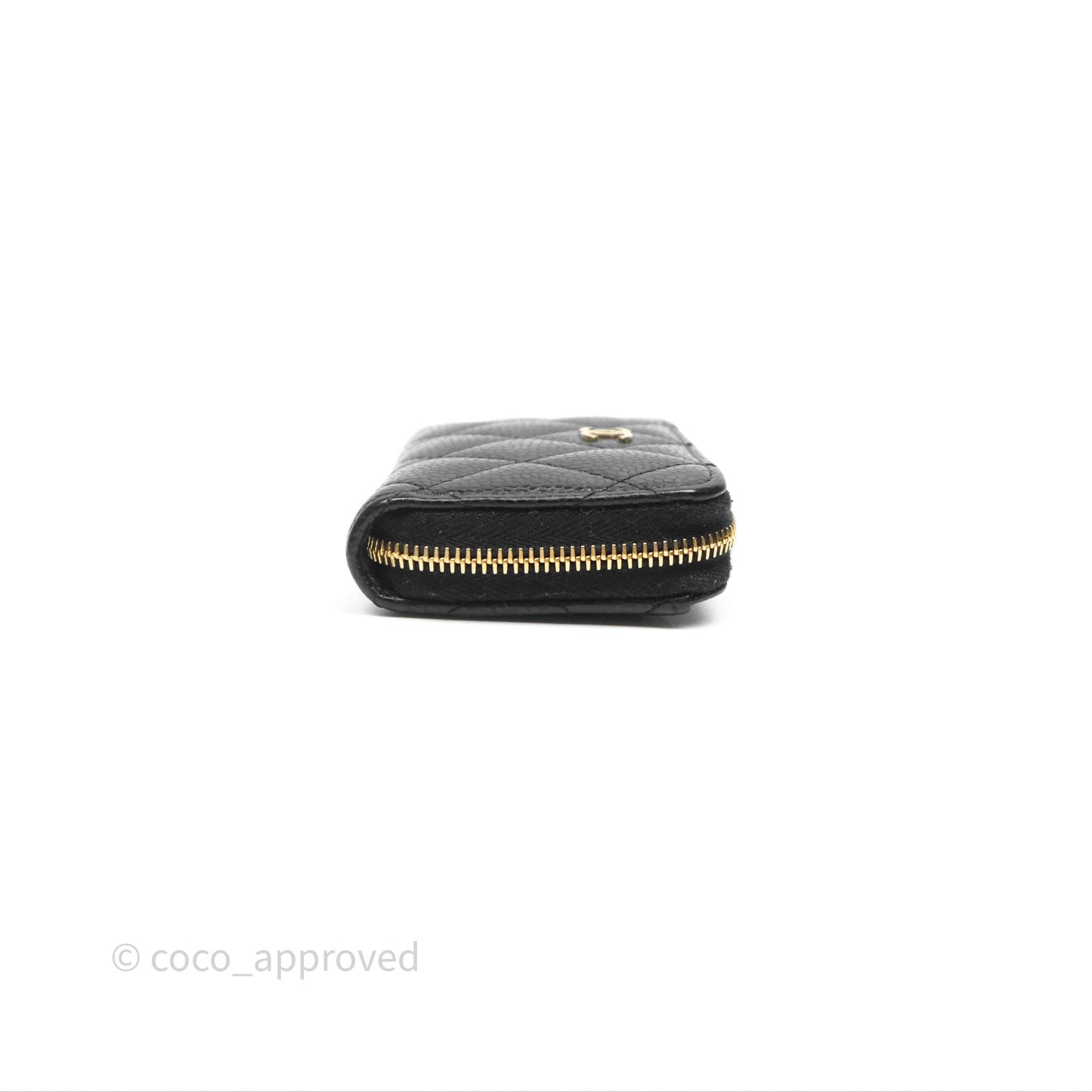 Chanel Quilted Zip Card Holder Black Caviar Gold Hardware