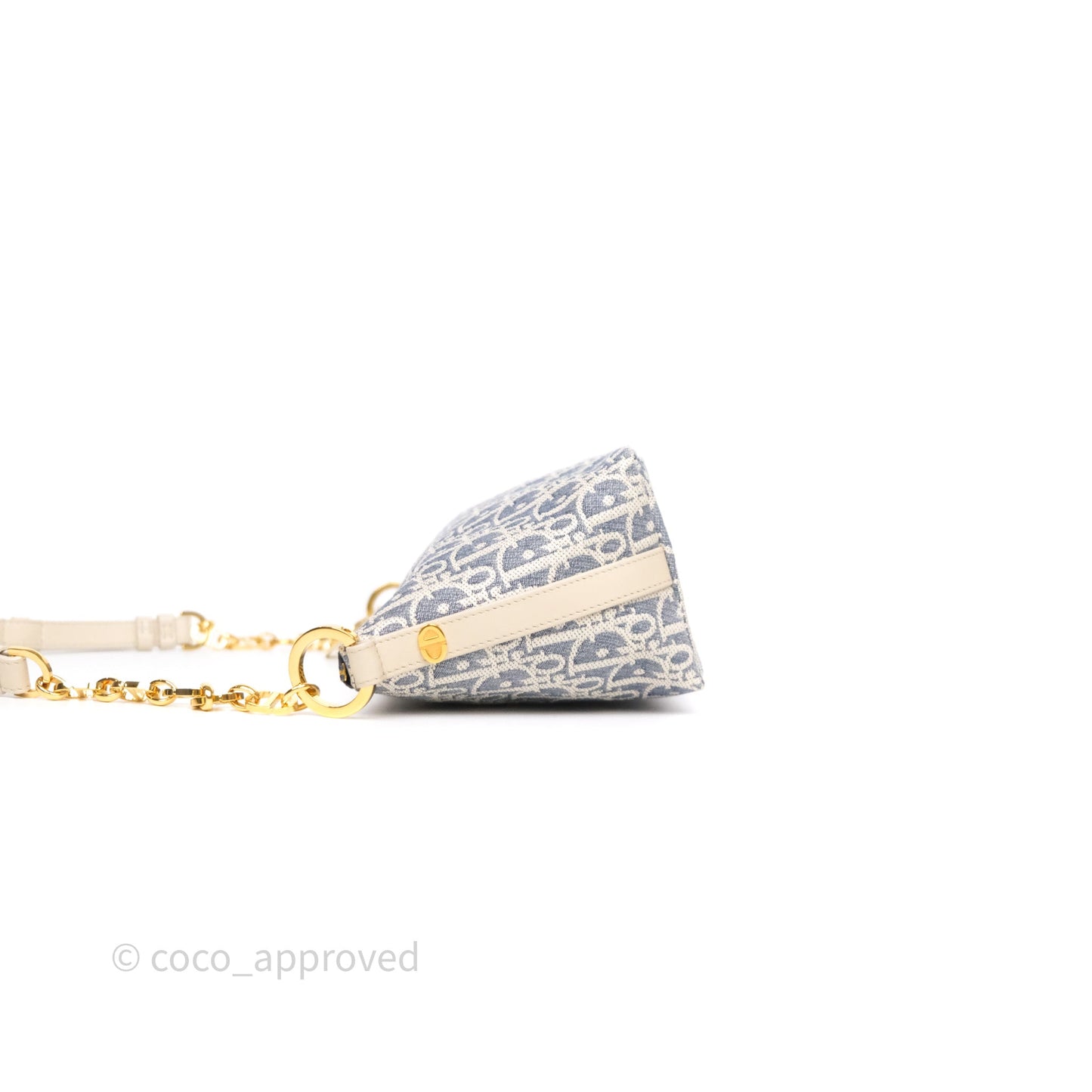 Christian Dior Diorstar Hobo Bag with Chain Blue Dior Oblique Chambray with Raffia Effect