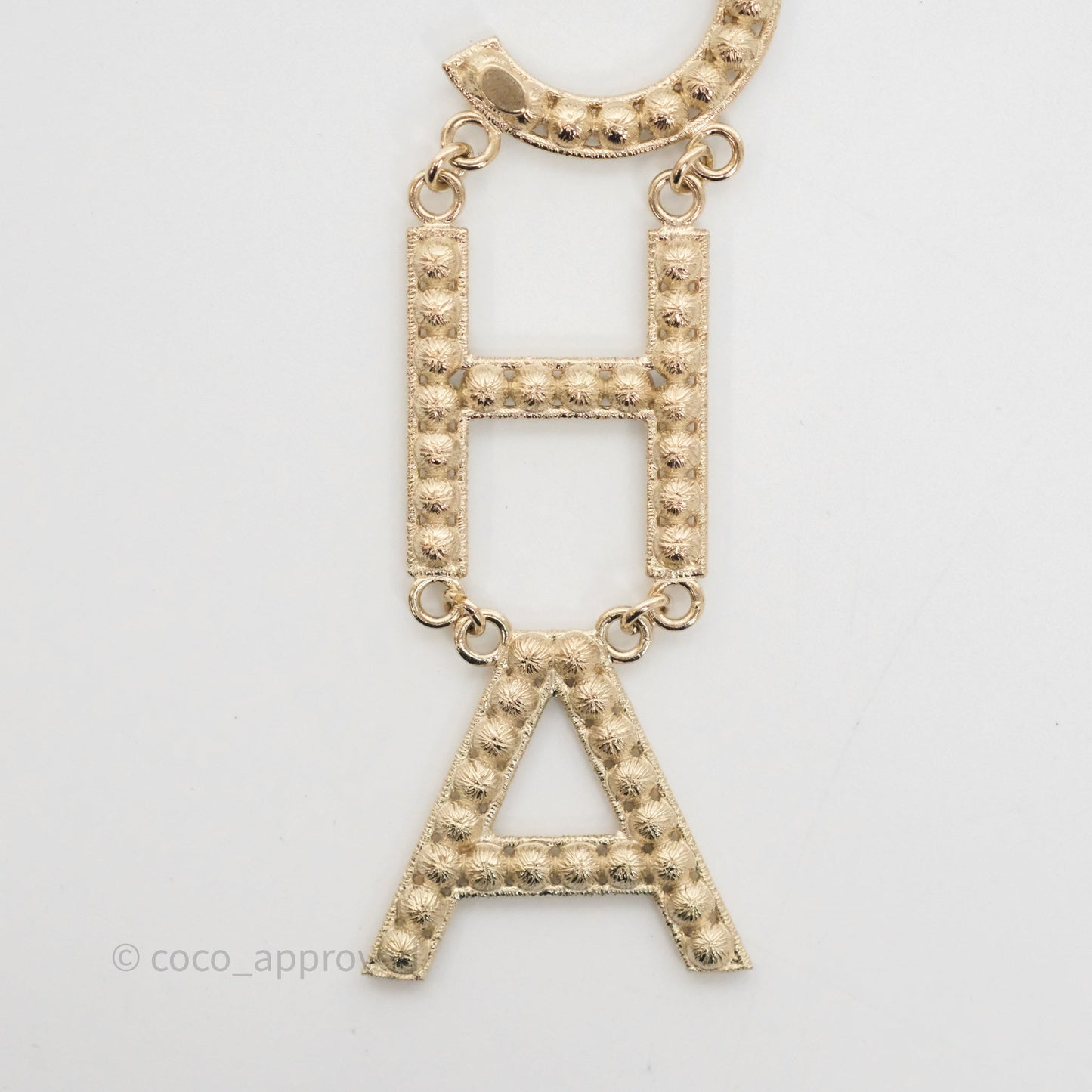 Chanel Crystal Cha-Nel Logo Drop Earrings Gold Tone 20V