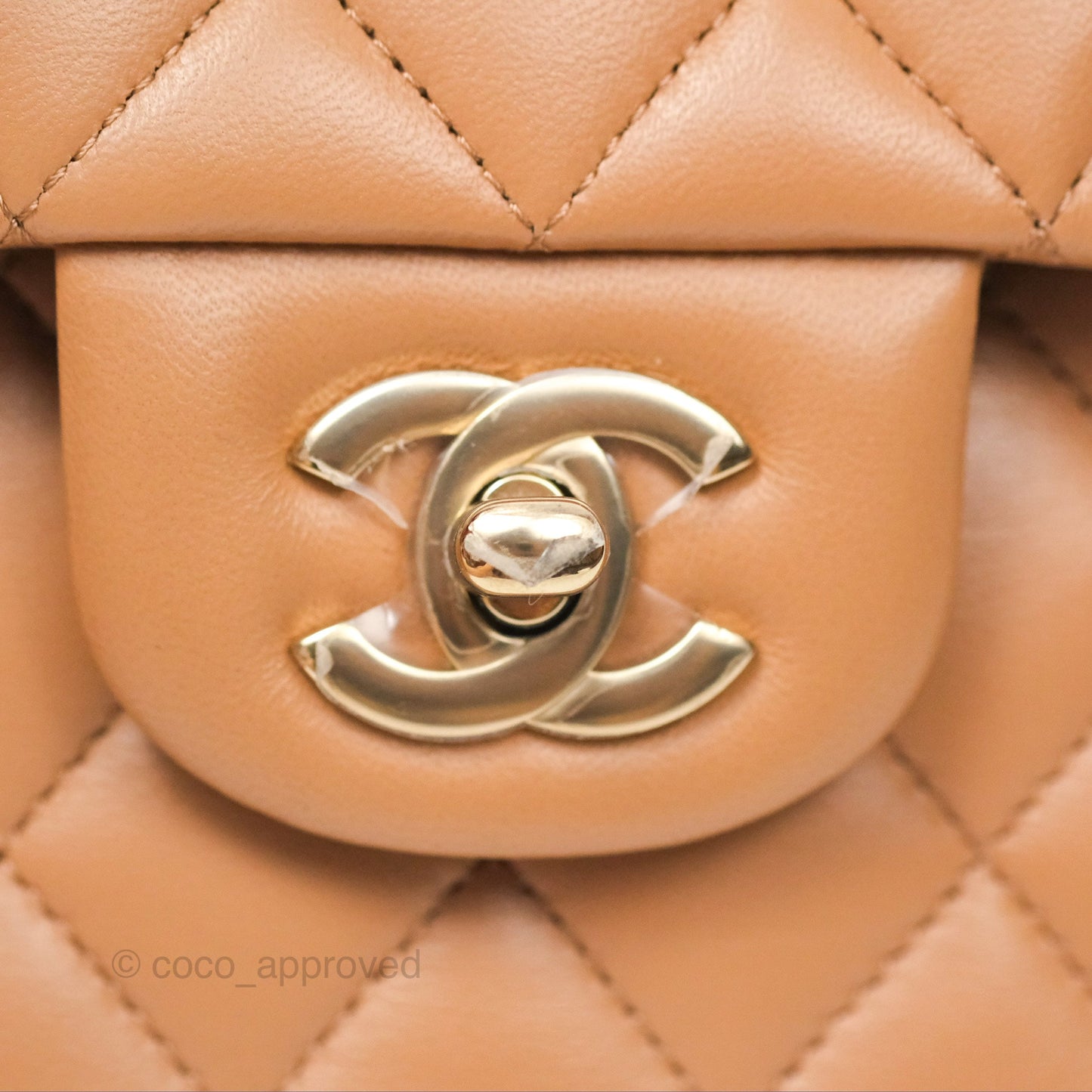 Chanel Classic M/L Medium Flap Quilted Dark Beige Lambskin Gold Hardware 22K