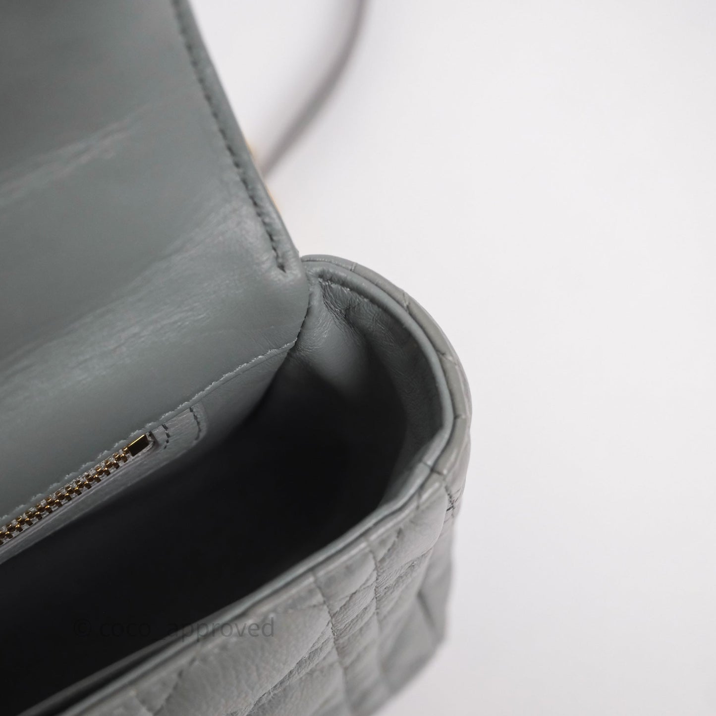 Christian Dior Caro Bag Medium Stone Grey Cannage Calfskin Gold Hardware