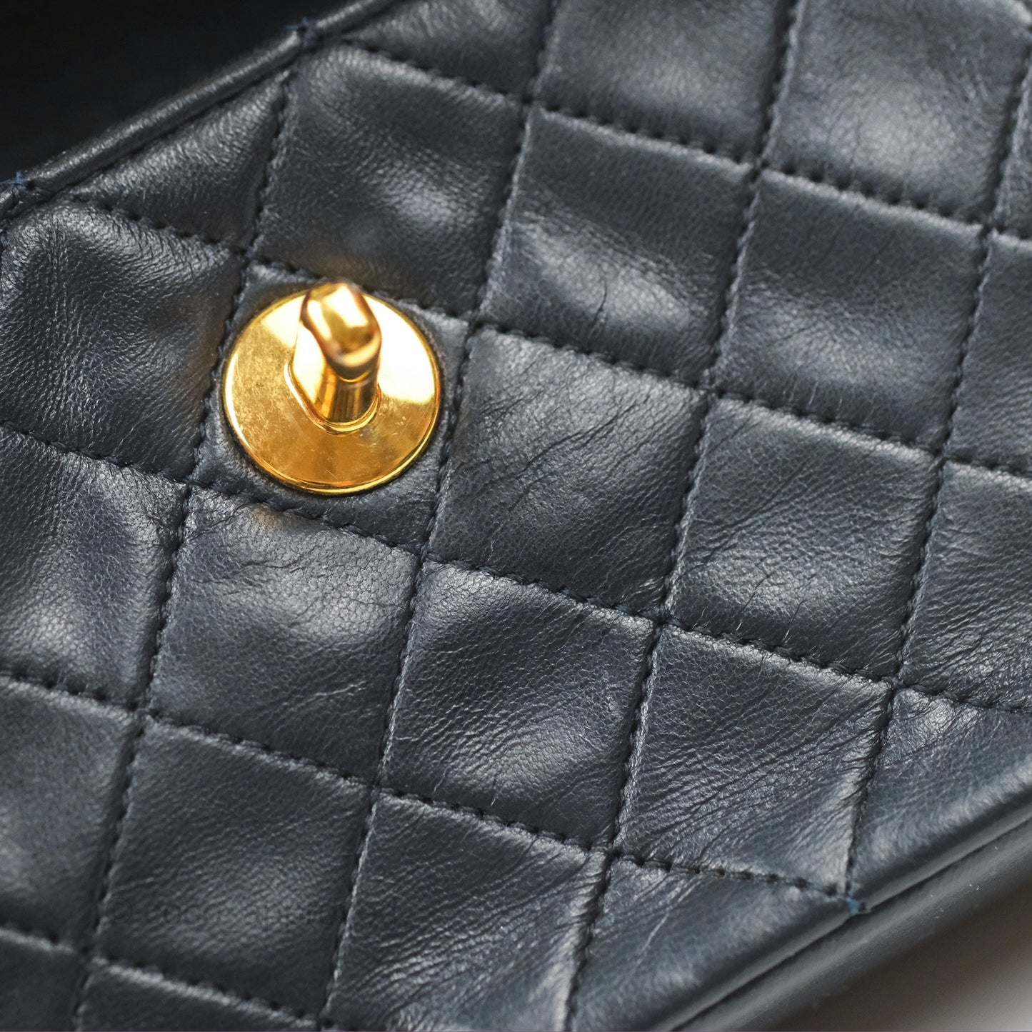 Chanel Mini Dark Navy Lambskin Flap Shoulder Bag 24K Gold Hardware
