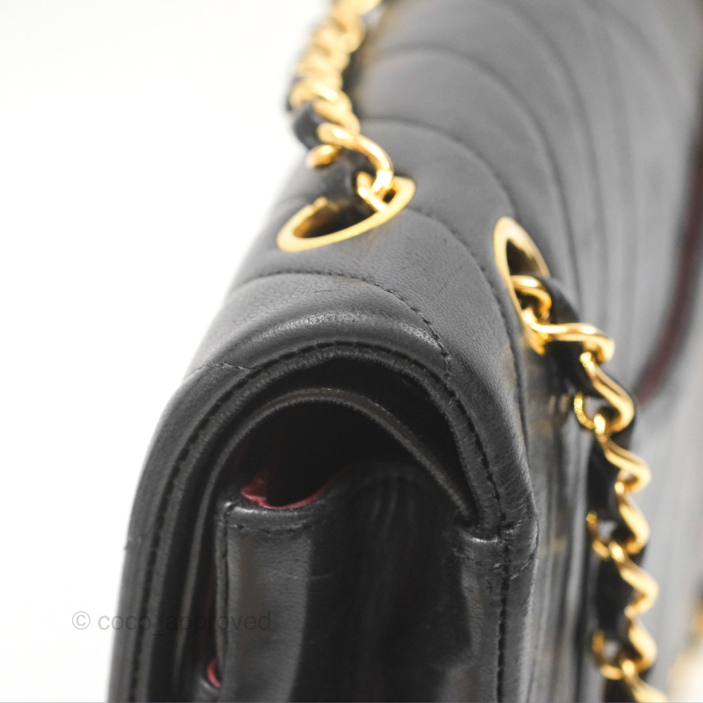 Chanel Vintage Medium Classic Flap Chevron Black Lambskin 24K Gold Hardware