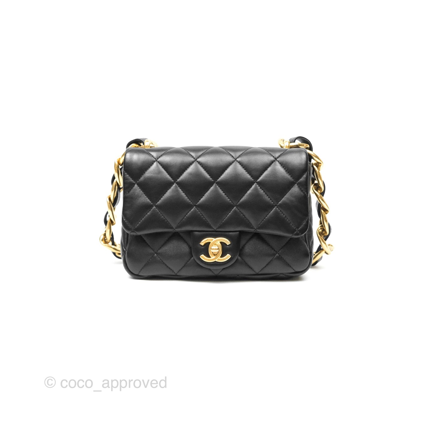 Chanel Small Funky Town Black Lambskin Aged Gold Hardware