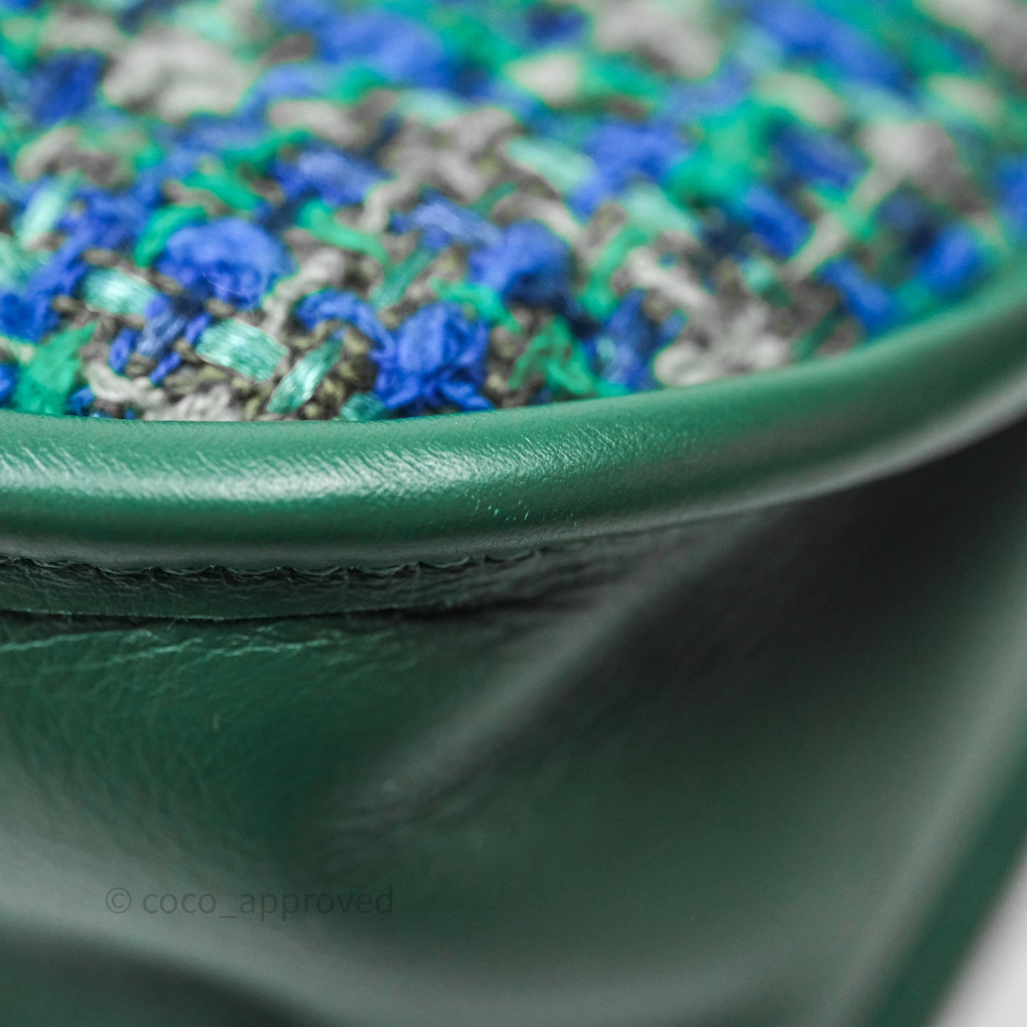 Chanel Tweed Jungle Stroll Hobo Bag Green Silver Hardware