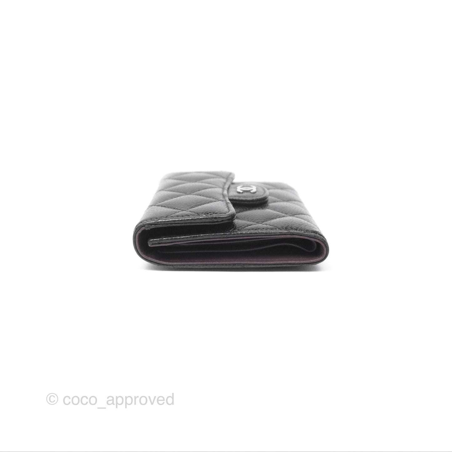 Chanel Classic Short Flap Wallet Black Caviar Silver Hardware