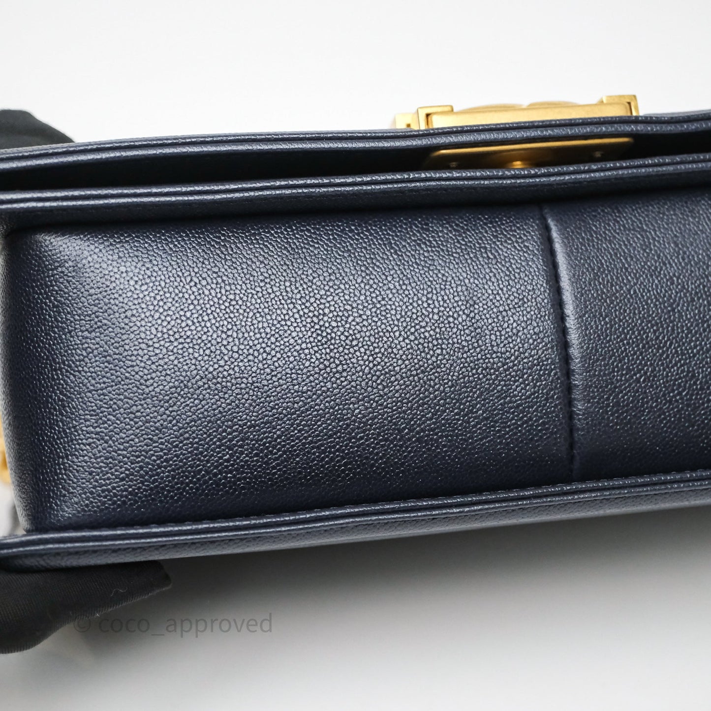 Chanel Quilted Medium Boy Dark Navy Caviar Aged Gold Hardware