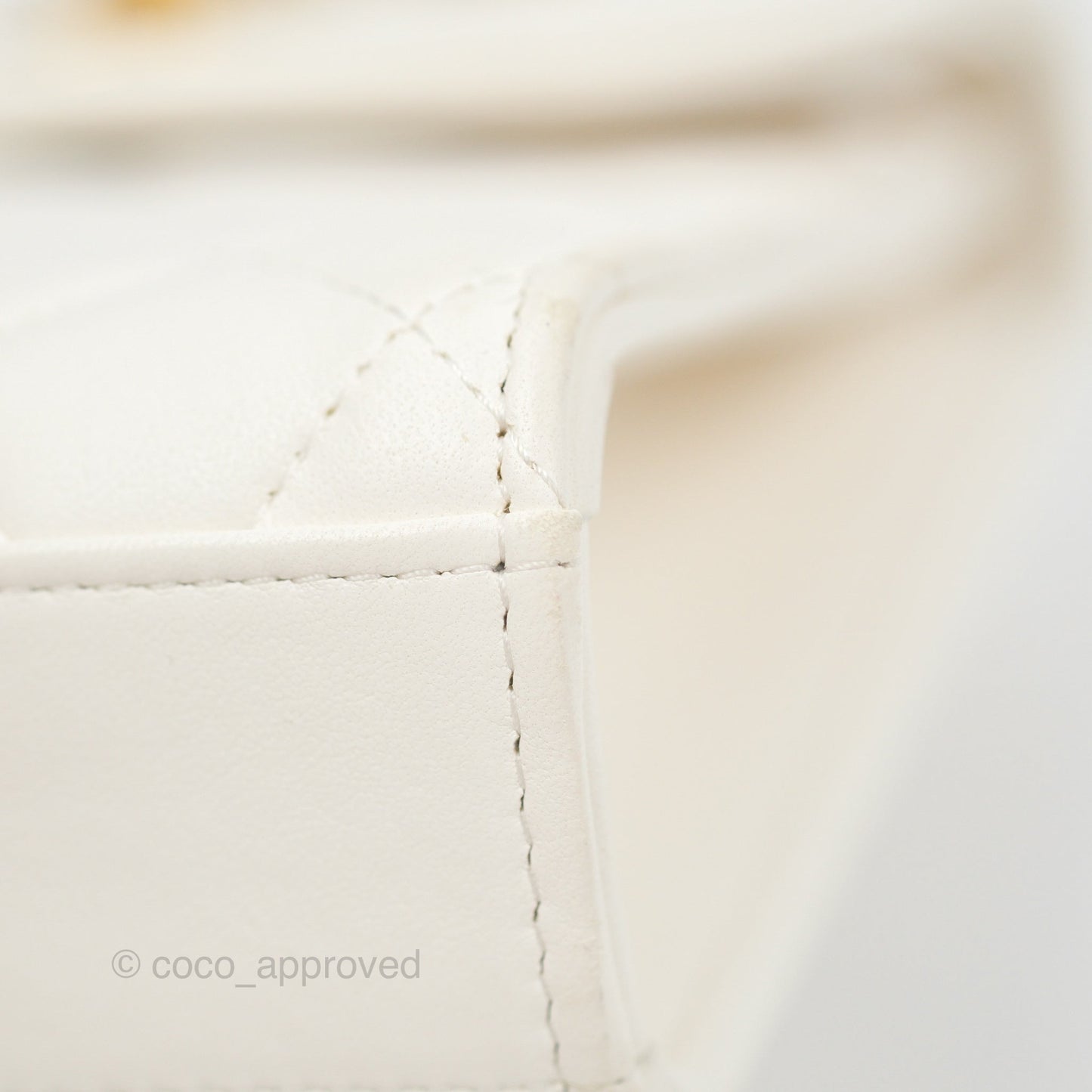 Chanel Quilted Pearl Crush Phone Holder With Chain White Lambskin