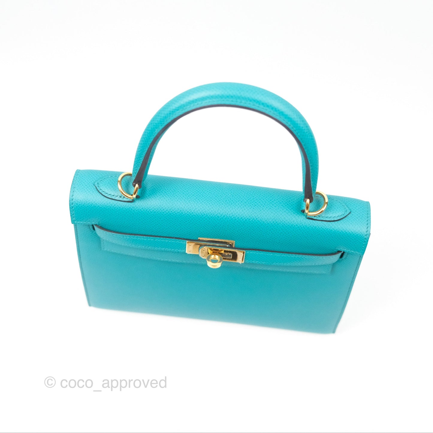 Hermès Sellier Kelly 25 Bleu Paon 7F Epsom Gold Hardware